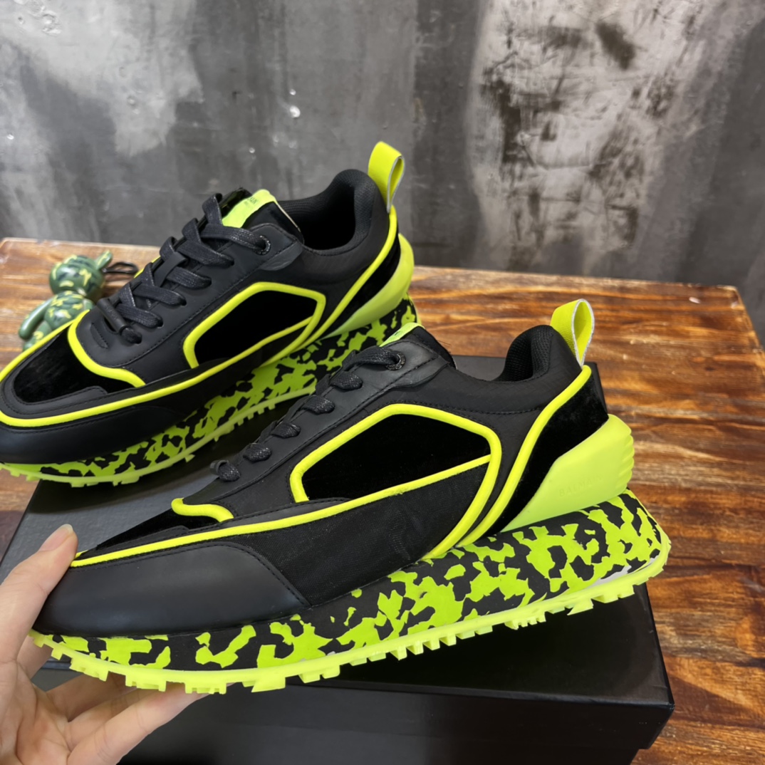Balmain Velvet nylon and mesh low-top Racer sneaker 22 - vstockx