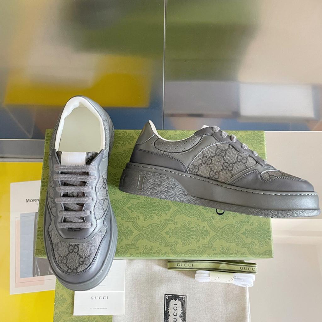 Gucci LACE-UP SNEAKER grey leather - vstockx