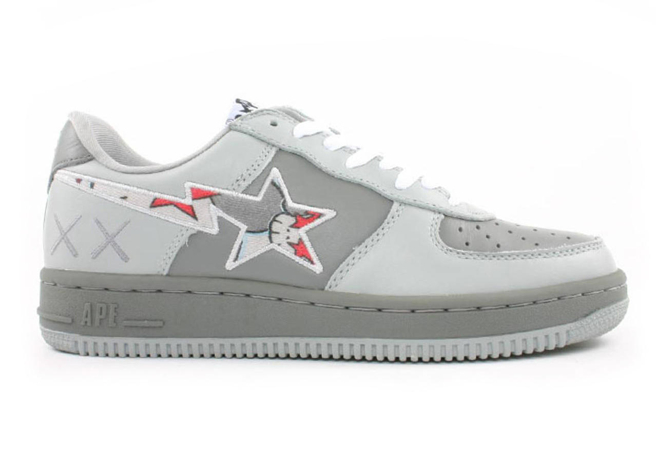 A Bathing Ape Bape Sta Low KAWS Gray Red - vstockx