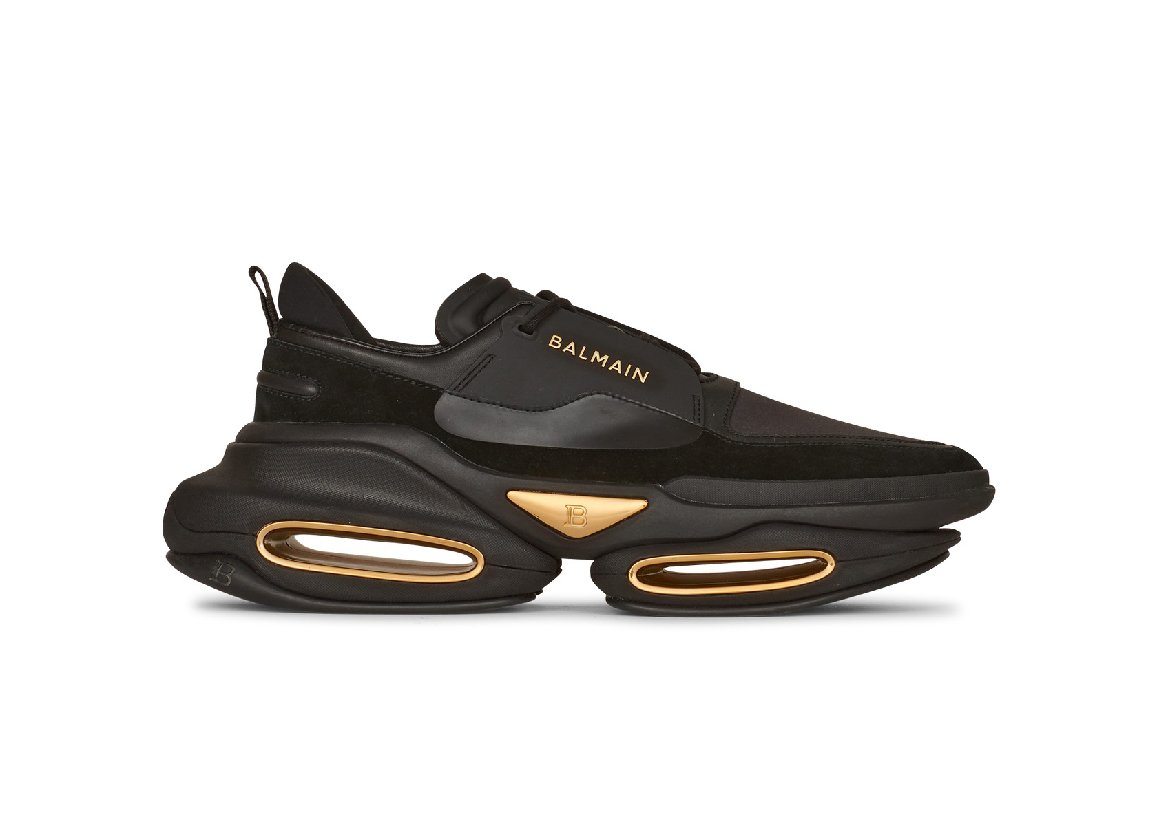 Balmain B-Bold Low-Top Black Gold - vstockx