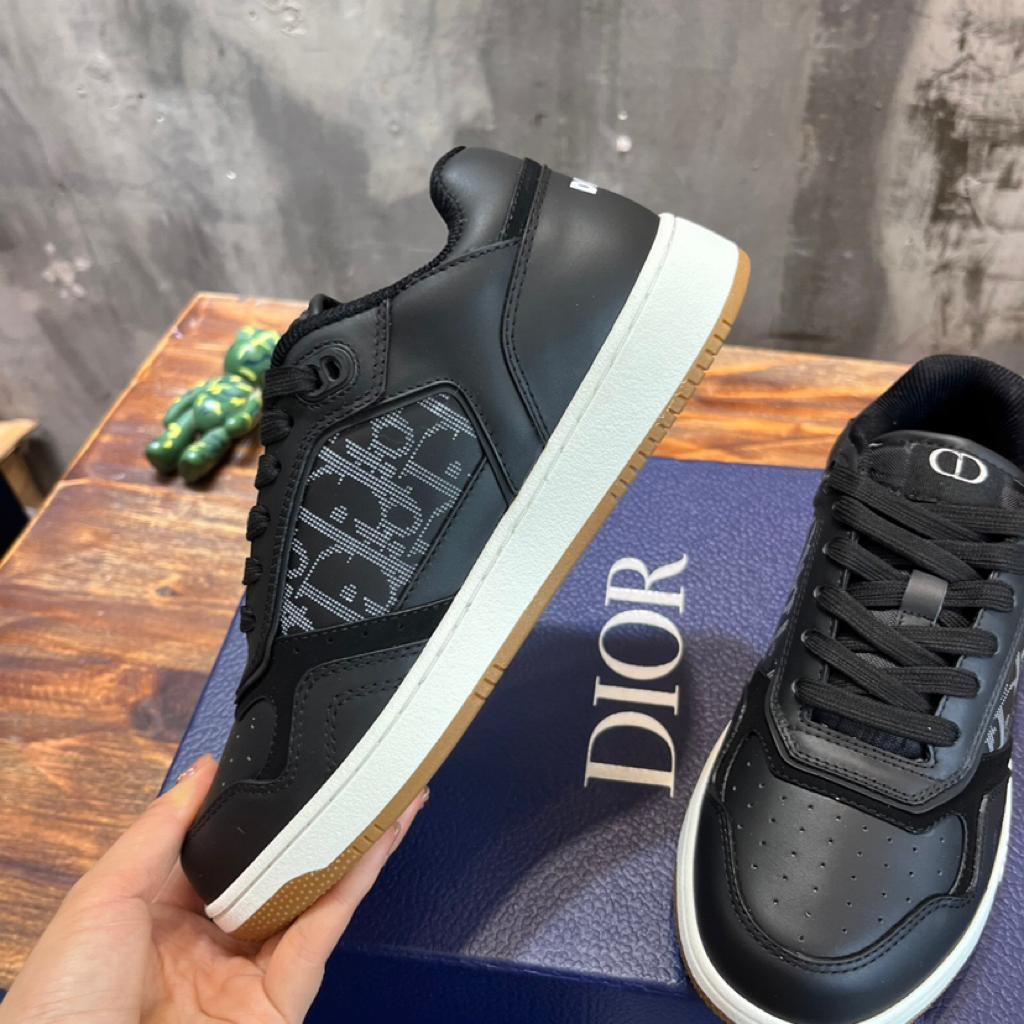 Dior B27 Low ERL Black Smooth Calfskin and Dior Oblique Galaxy Leather - vstockx