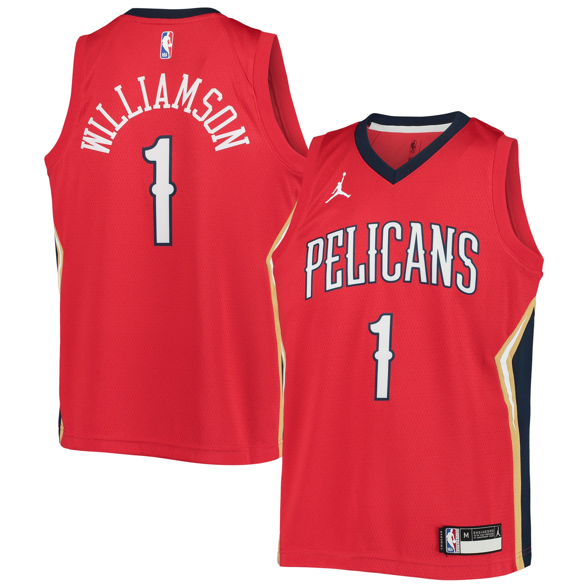 Zion Williamson New Orleans Pelicans Jordans Brand Youth 2020/21 Swingman Player Jersey - Statement Edition - Red - vstockx