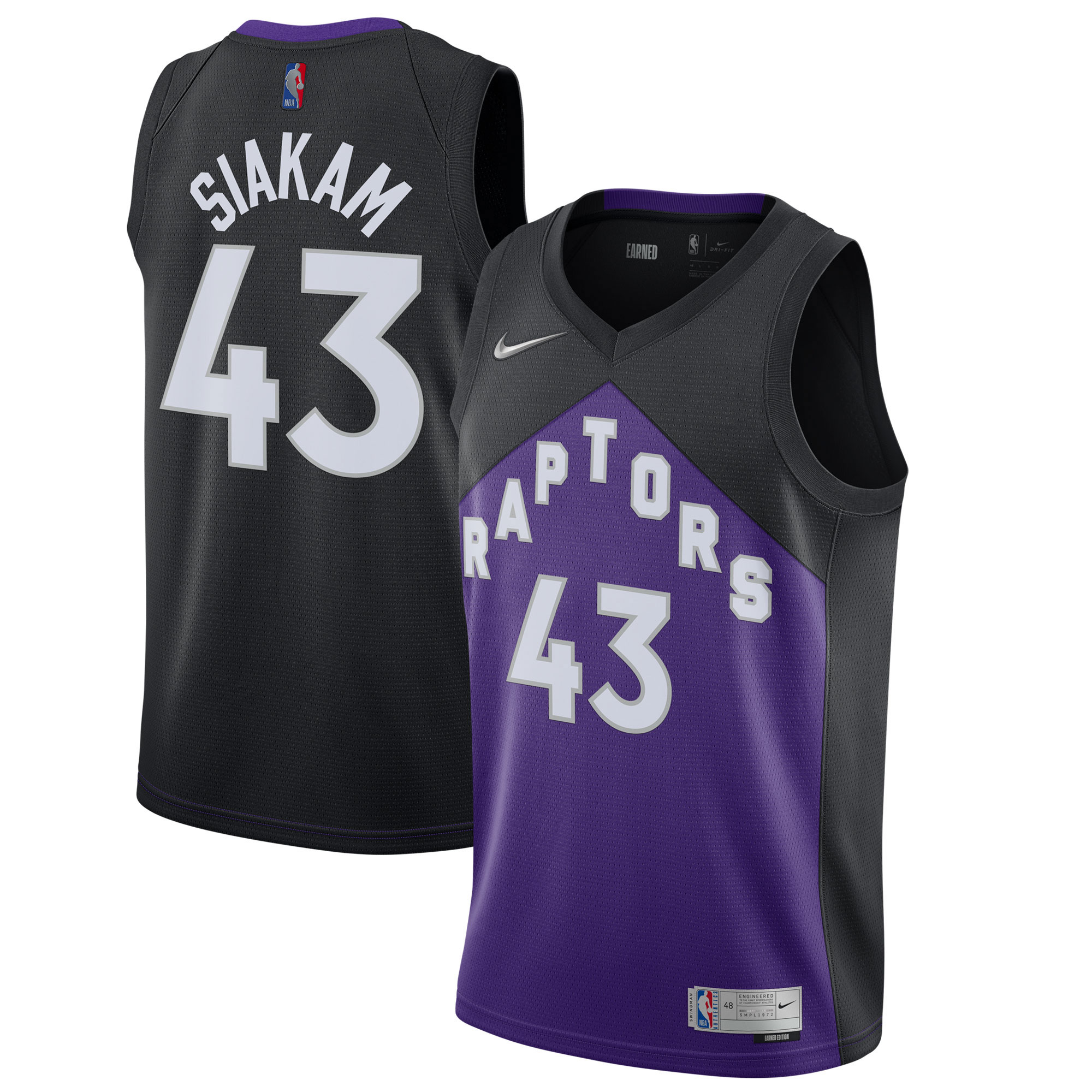 Pascal Siakam Toronto Raptors Nike 2020/21 Swingman Player Jersey Black/Purple - Earned Edition - vstockx