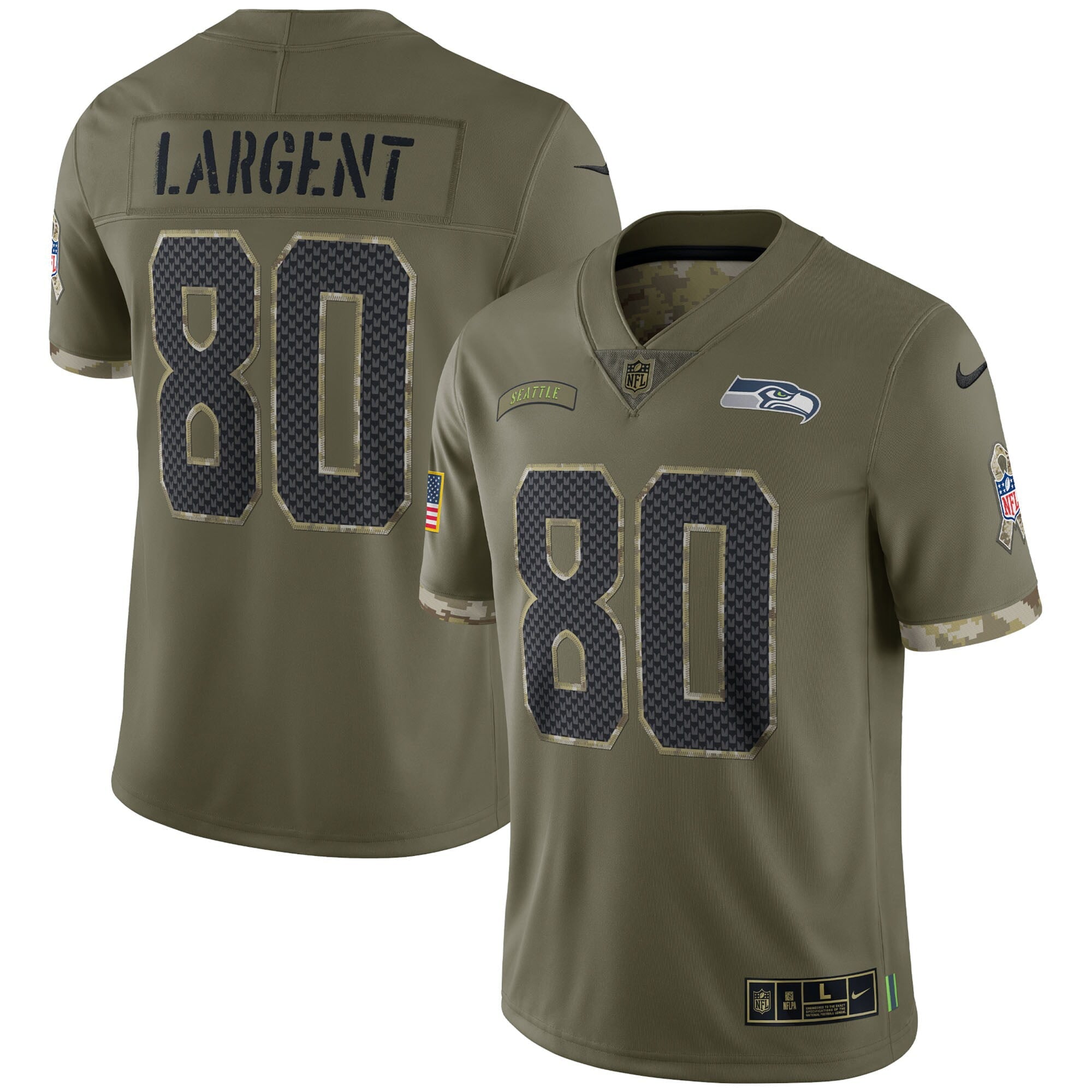 Men's Nike Steve Largent Olive Seattle Seahawks 2022 Salute To Service Retired Player Limited Jersey - vstockx