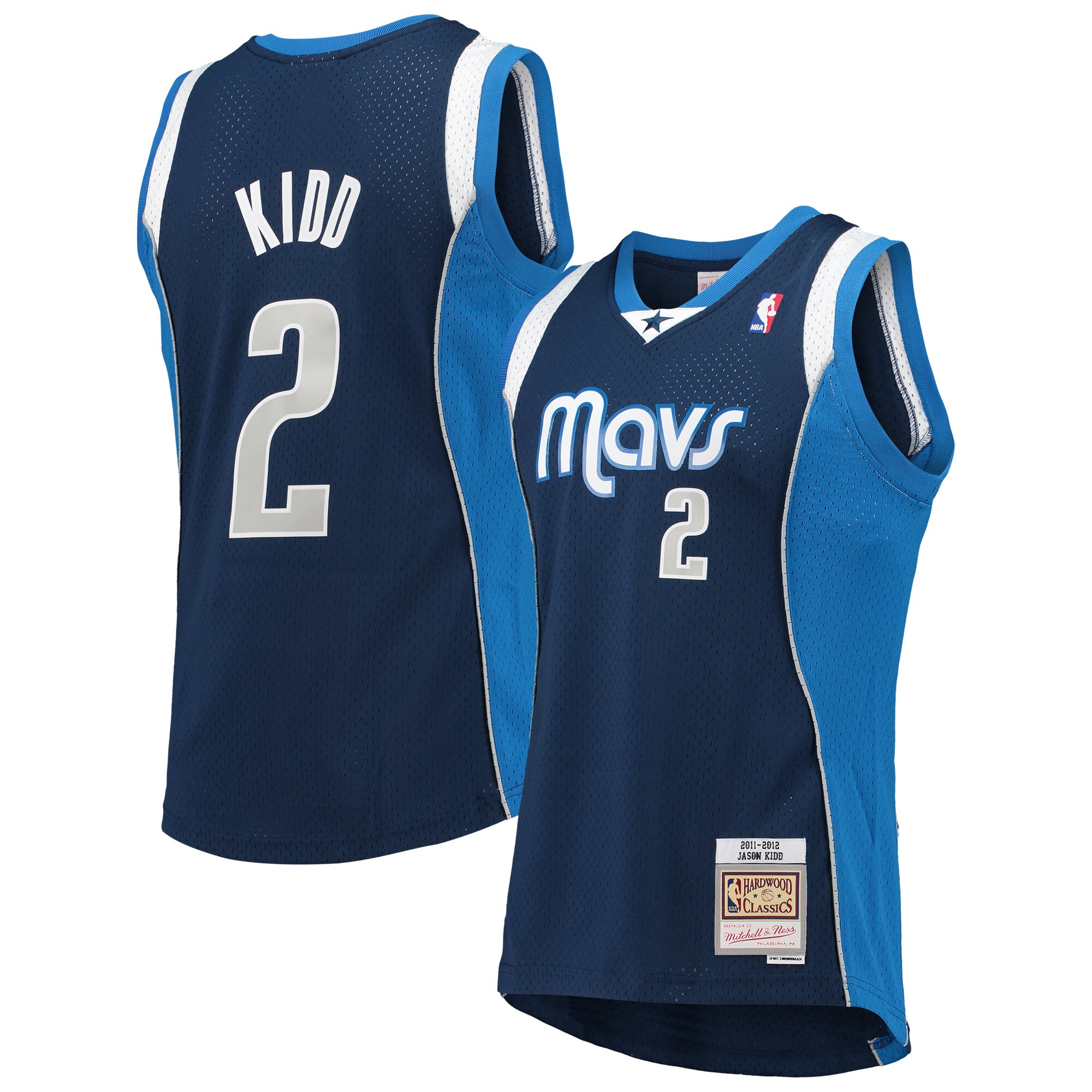 Jason Kidd Dallas Mavericks Mitchell & Ness Hardwood Classics Swingman Jersey - Navy - vstockx