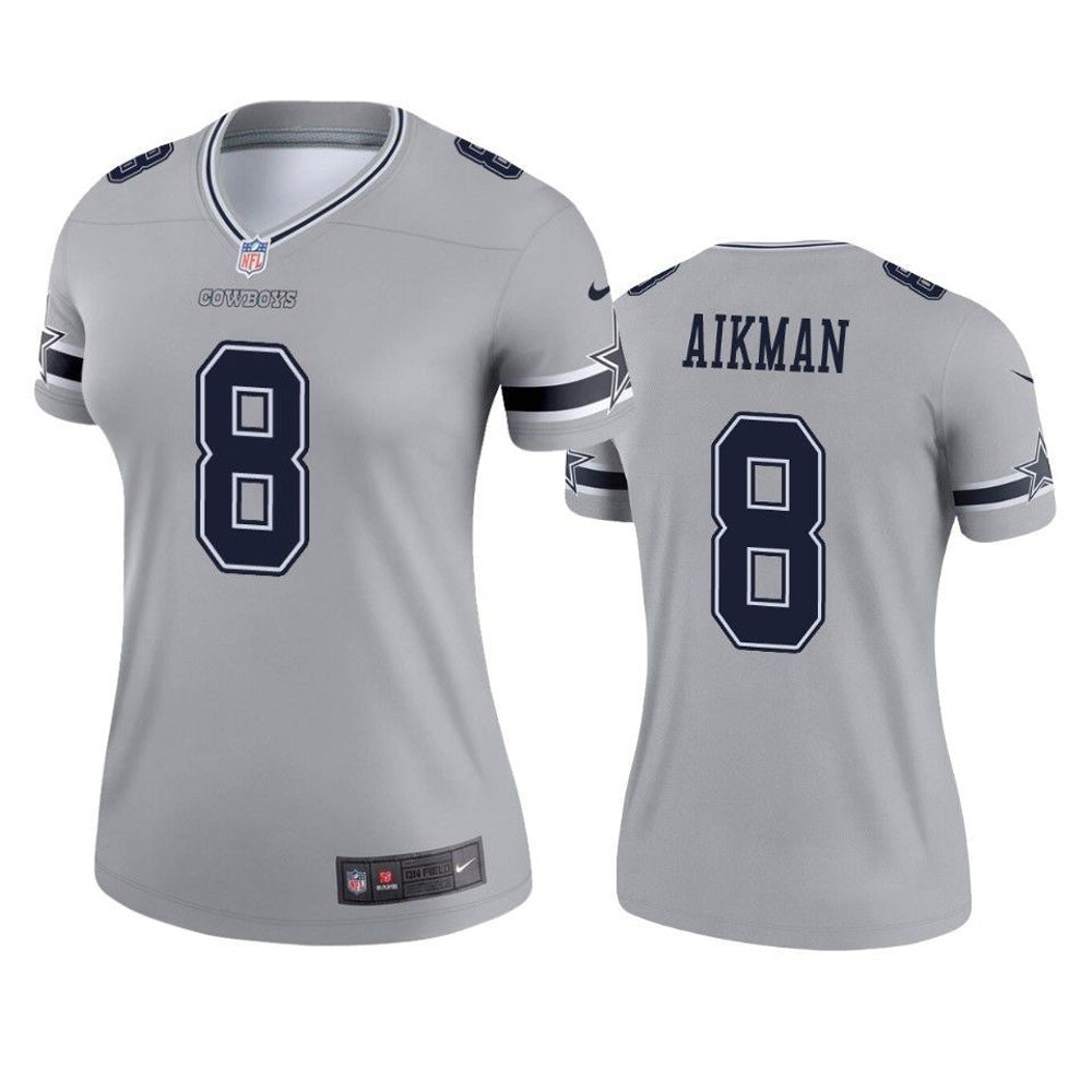 Women's Dallas Cowboys Troy Aikman Inverted Legend Jersey - Silver - vstockx