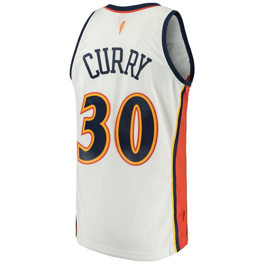 Men's Stephen Curry Golden State Warriors White 2009-2010 Hardwood Classics Mitchell & Ness Swingman Jersey - vstockx