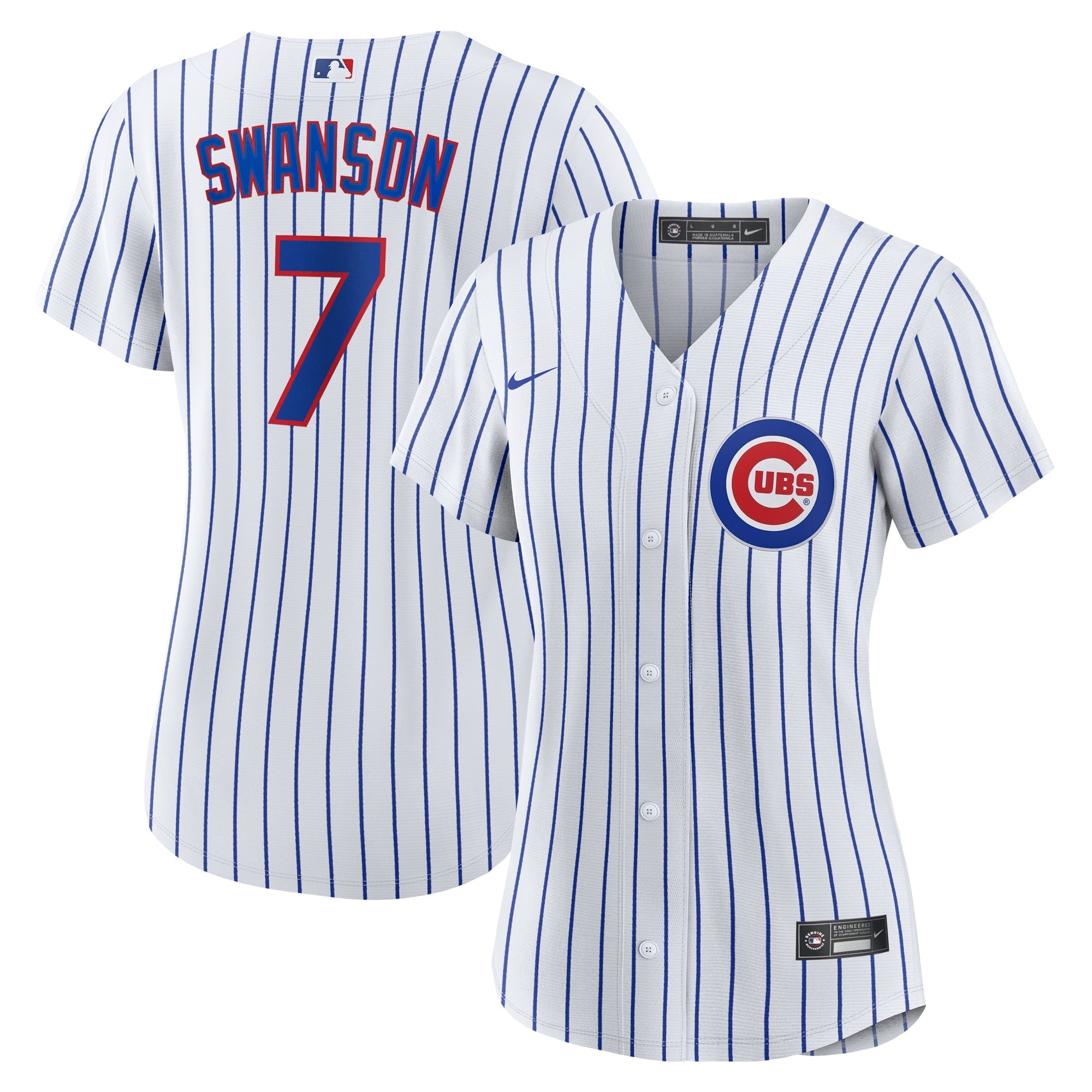 Women's Nike Dansby Swanson White/Royal Chicago Cubs Home Replica Player Jersey - vstockx