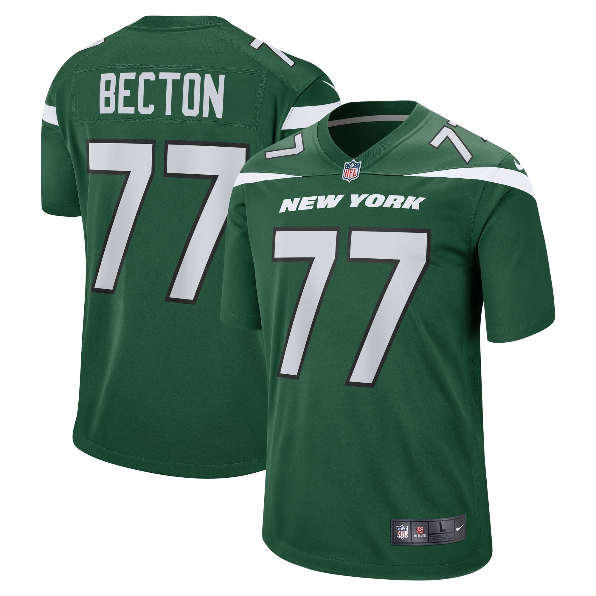 Men's Nike Mekhi Becton Gotham Green New York Jets Player Game Jersey - vstockx