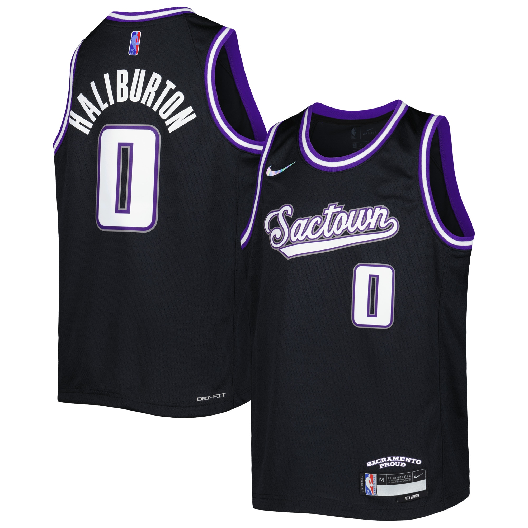 Tyrese Haliburton Sacramento Kings Nike Youth 2021/22 Swingman Jersey - City Edition - Black - vstockx