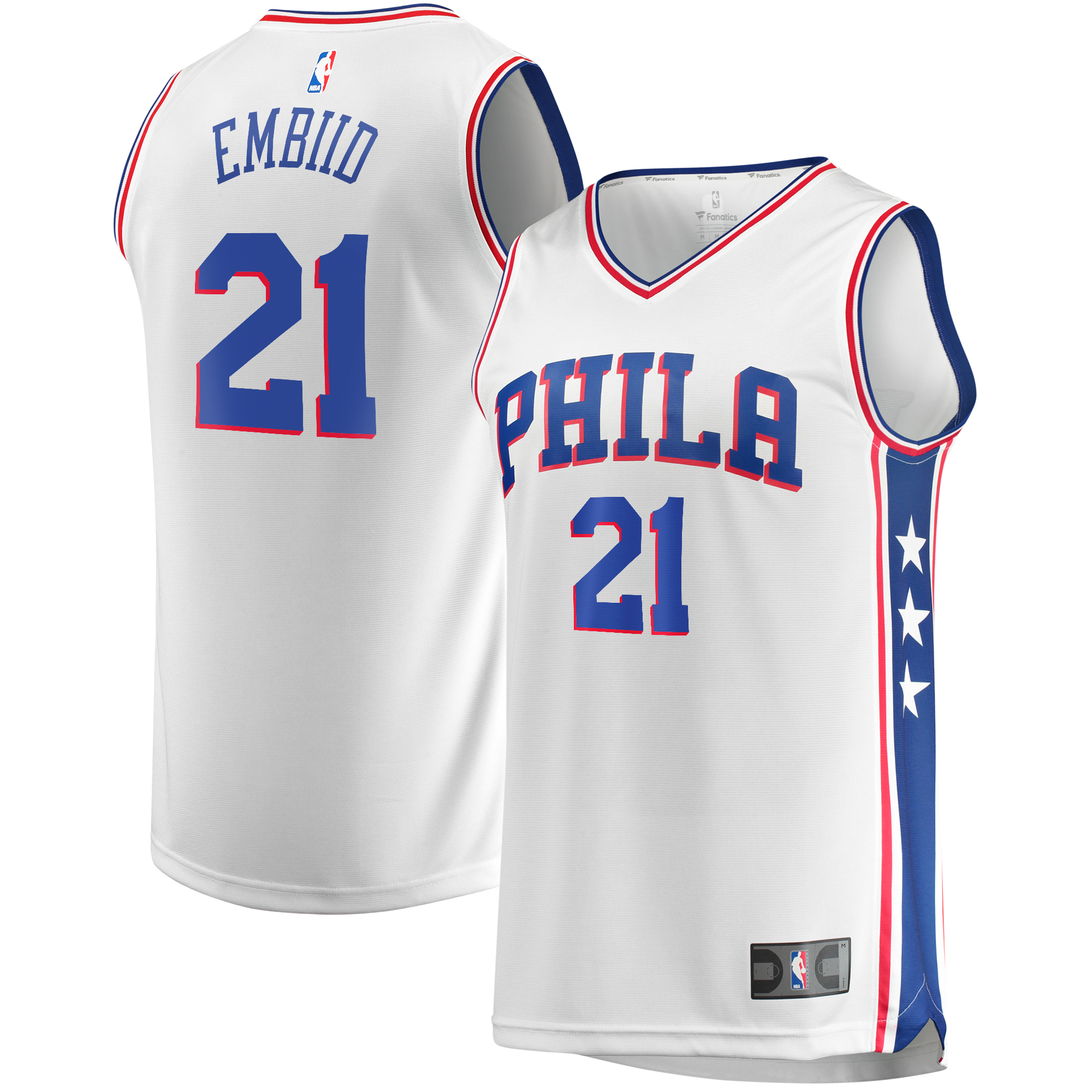 Joel Embiid Philadelphia 76ers Fanatics Branded Replica Jersey - Association Edition - White - vstockx