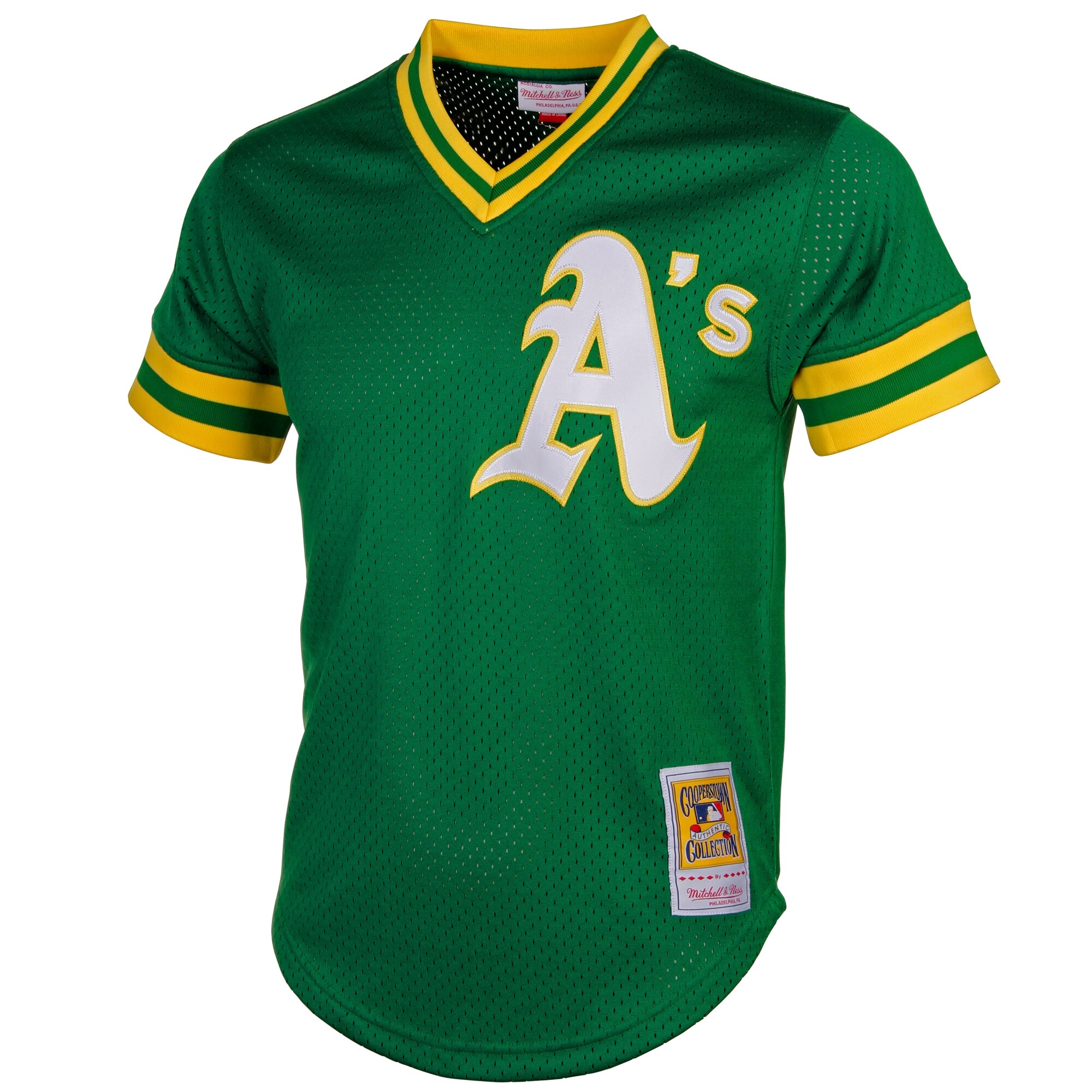 Reggie Jackson Oakland Athletics Mitchell & Ness Cooperstown Mesh Batting Practice Jersey - Green - vstockx