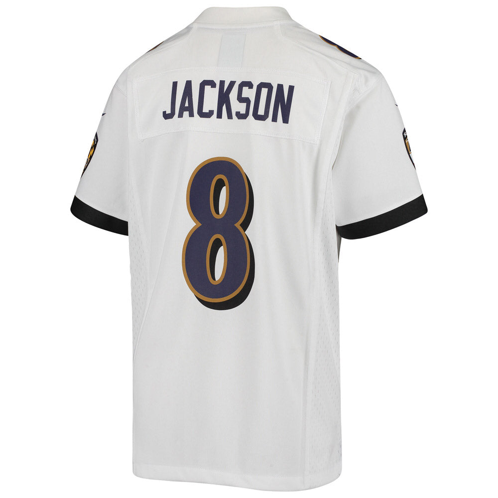 Youth Baltimore Ravens Lamar Jackson Game Jersey- White - vstockx