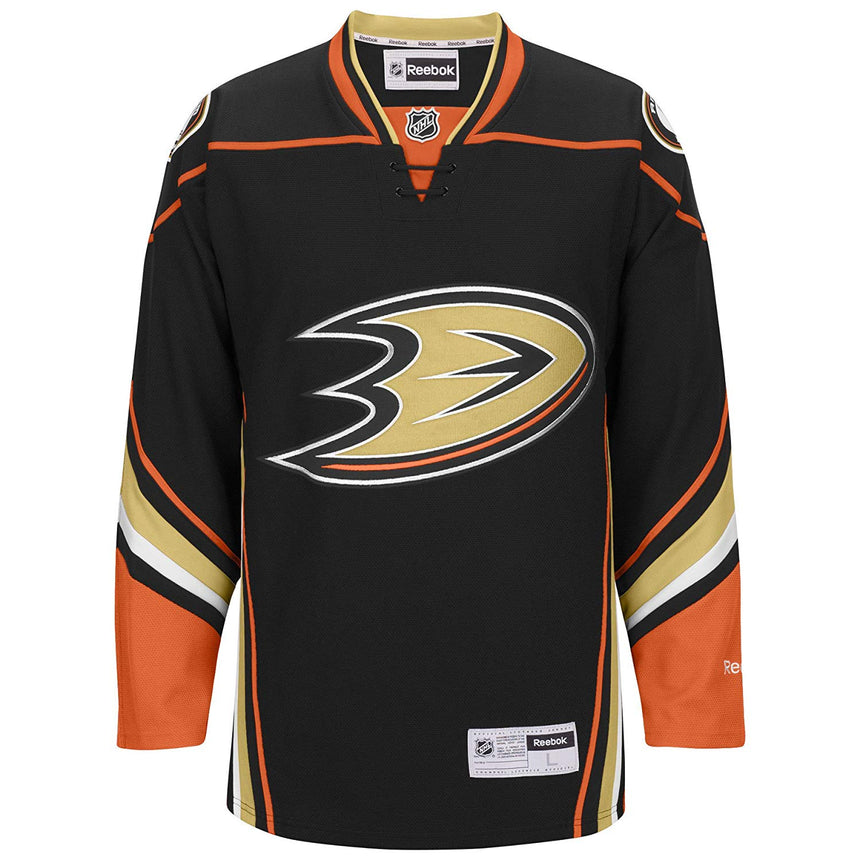 Reebok Anaheim Ducks NHL Replica Team Home Black Game Hockey Jersey with Lace - vstockx