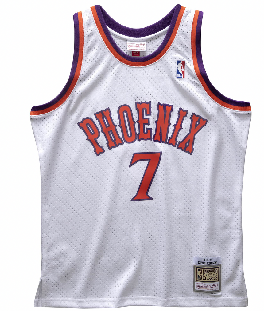 Men's Mitchell & Ness Kevin Johnson White Phoenix Suns 1989-90 Hardwood Classics Swingman Jersey - vstockx