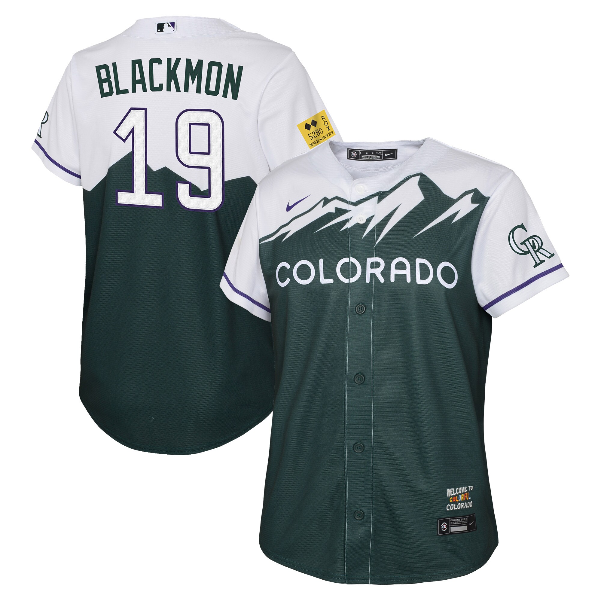 Charlie Blackmon Colorado Rockies Nike Youth 2022 City Connect Replica Player Jersey - Green - vstockx