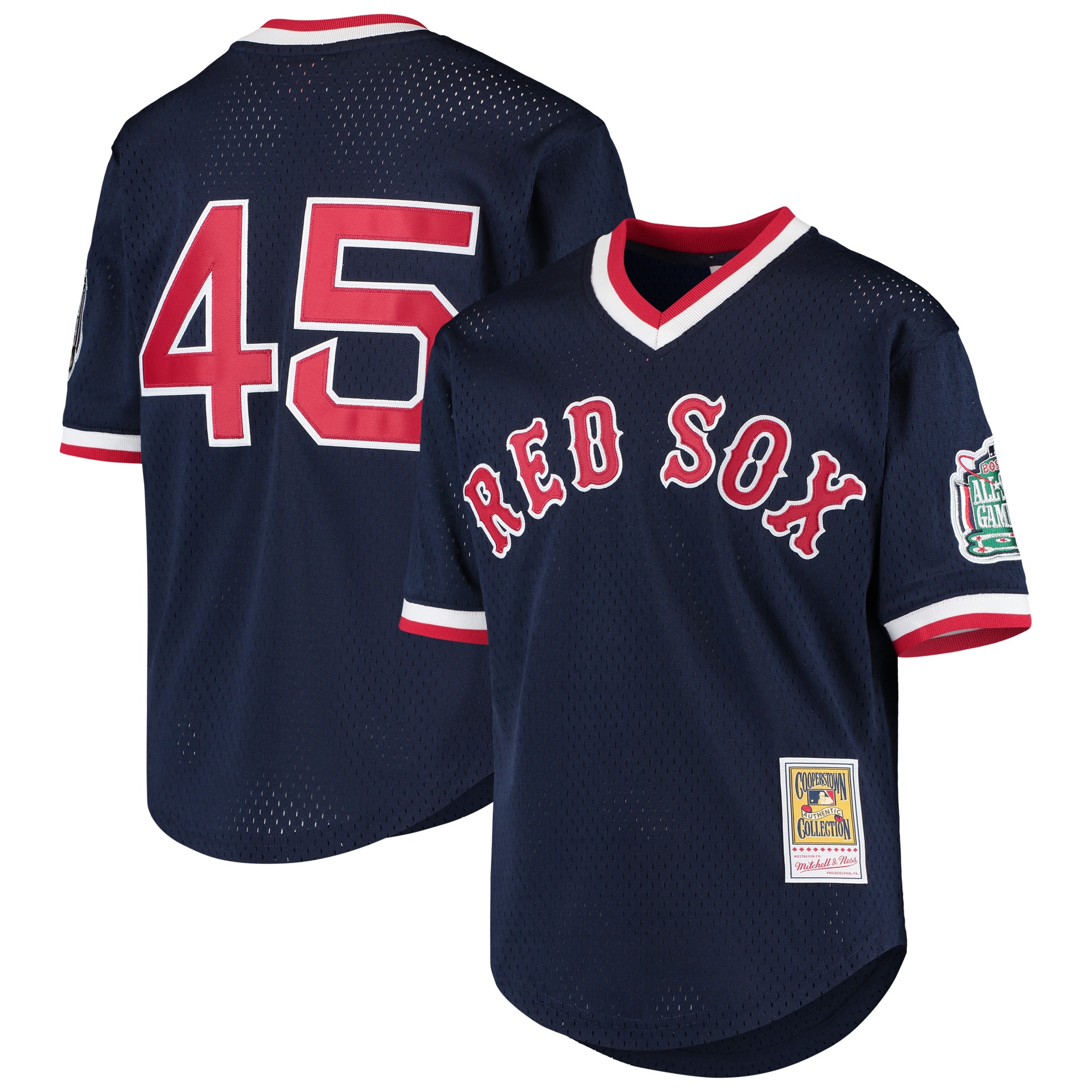 Pedro Martinez Boston Red Sox Mitchell & Ness Youth Cooperstown Collection Mesh Batting Practice Jersey - Navy - vstockx