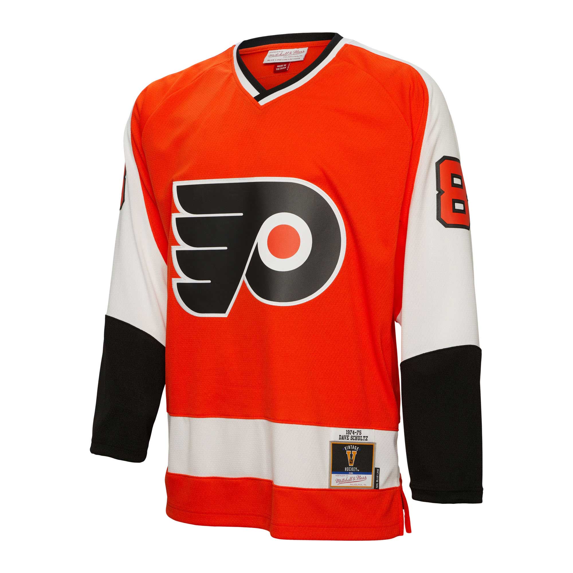 Dave Schultz Philadelphia Flyers Mitchell & Ness 1974/75 Blue Line Player Jersey - Orange - vstockx