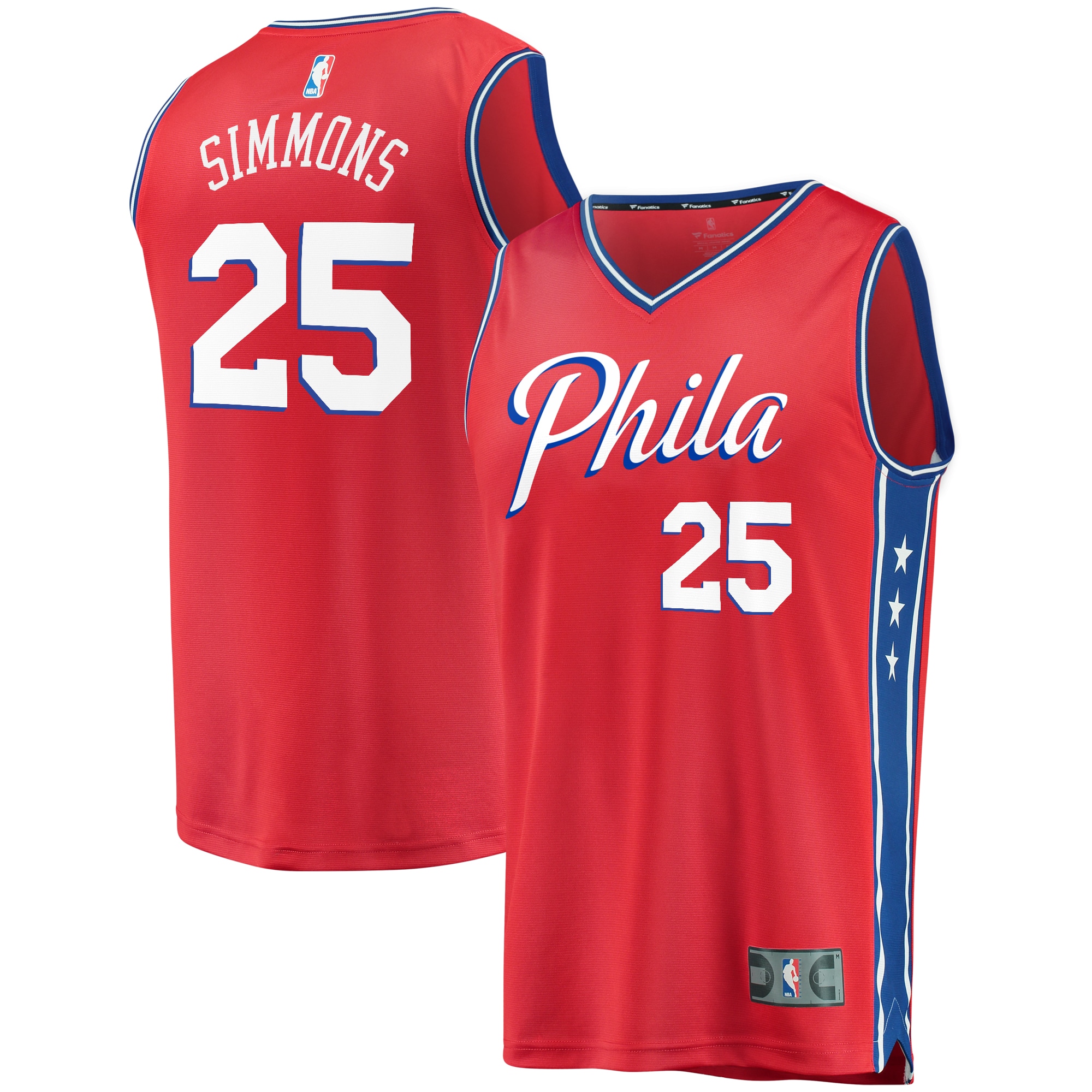 Ben Simmons Philadelphia 76ers Fanatics Branded Fast Break Replica Jersey - Statement Edition - Red - vstockx