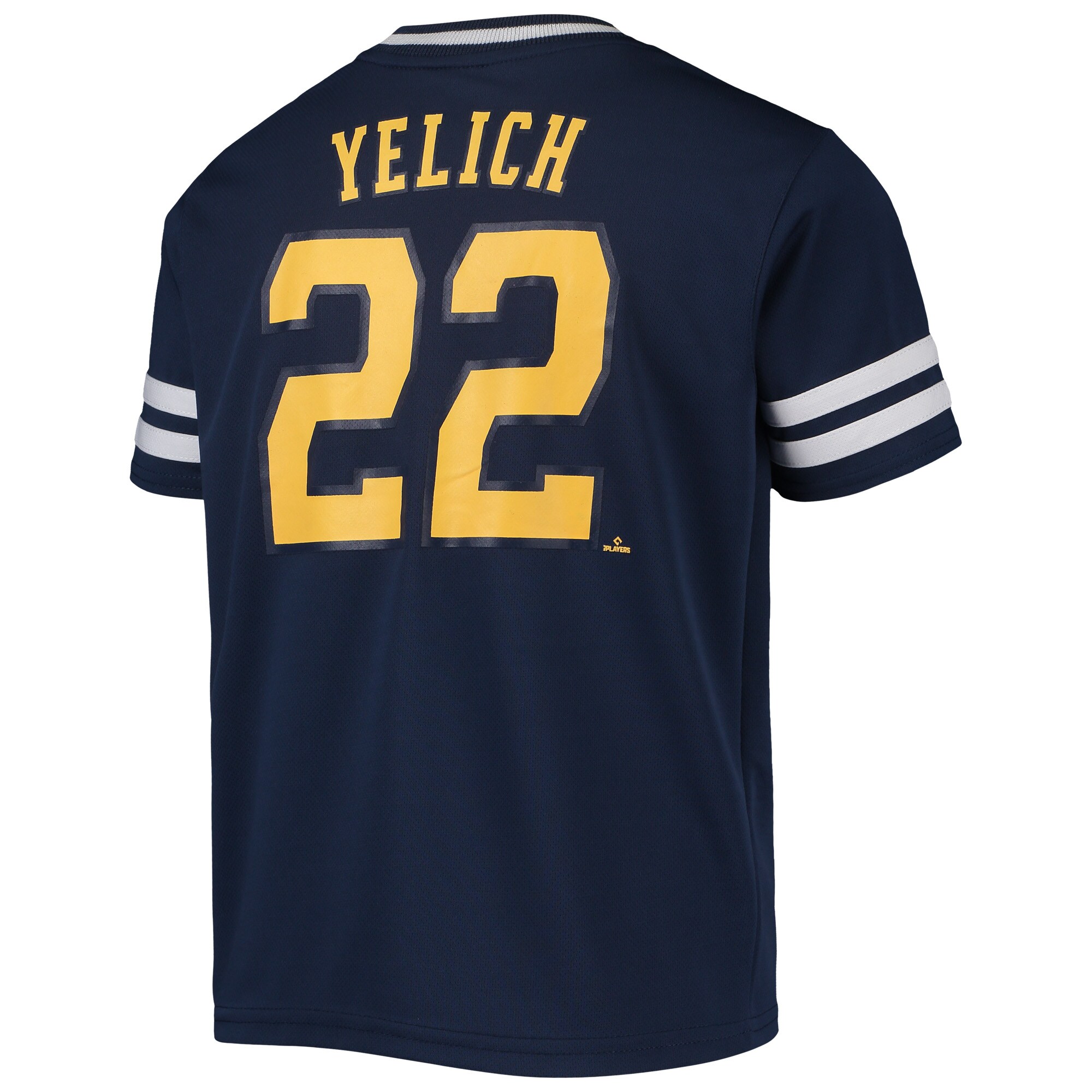 Youth Christian Yelich Navy Milwaukee Brewers Player Logo Jersey - vstockx