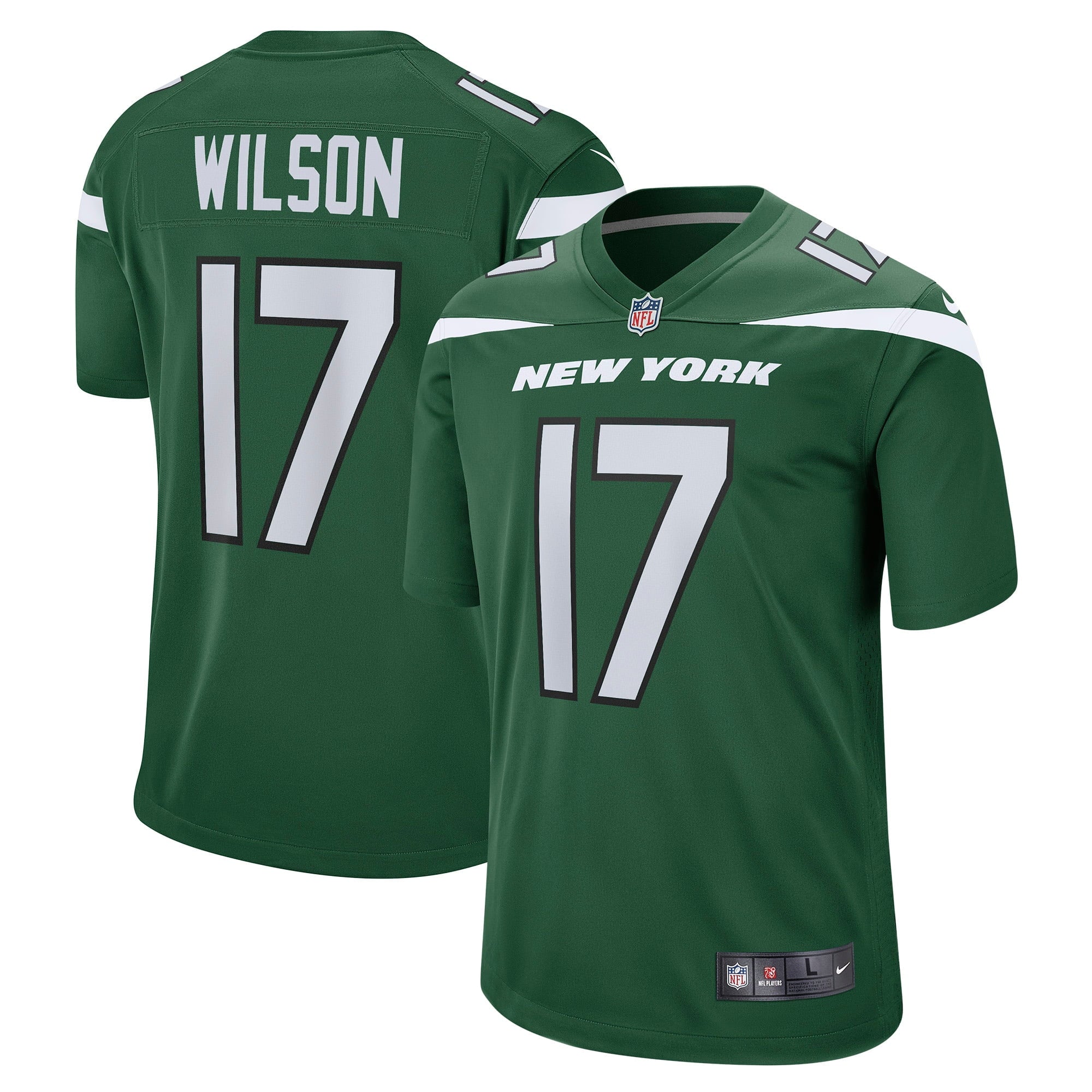 Men's Nike Garrett Wilson Green New York Jets Player Game Jersey - vstockx