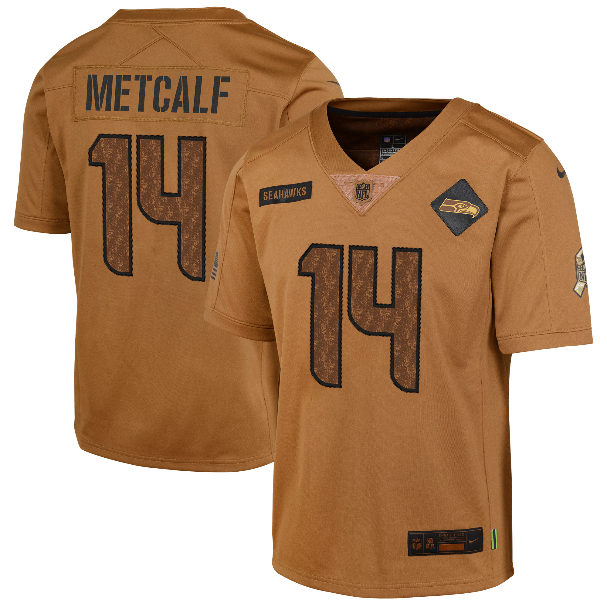 DK Metcalf Seattle Seahawks Nike Youth 2023 Salute To Service Limited Jersey - Brown - vstockx