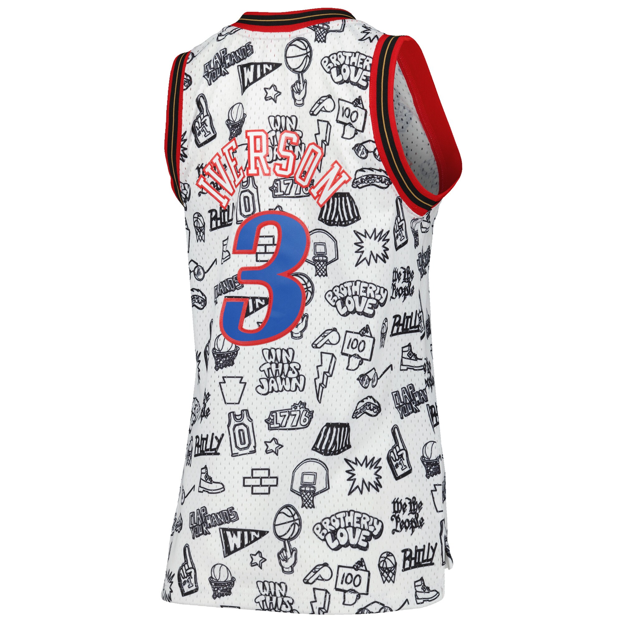 Allen Iverson Philadelphia 76ers Mitchell & Ness Women's 2000 Doodle Swingman Jersey - White - vstockx