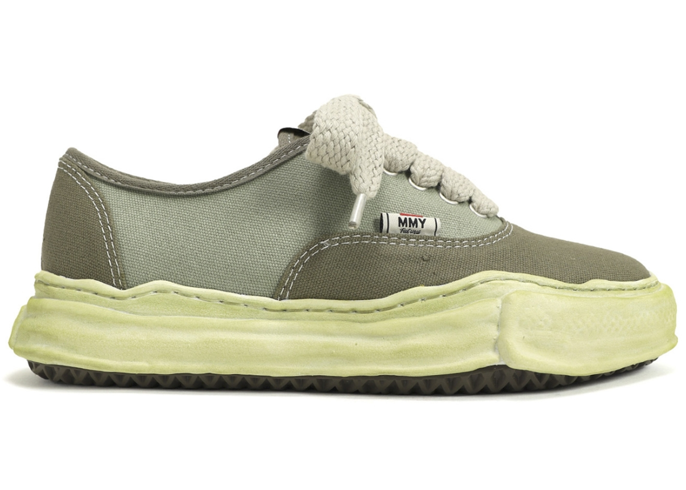 Maison Mihara Yasuhiro Baker OG Sole Over Dyed Canvas Low Green - vstockx