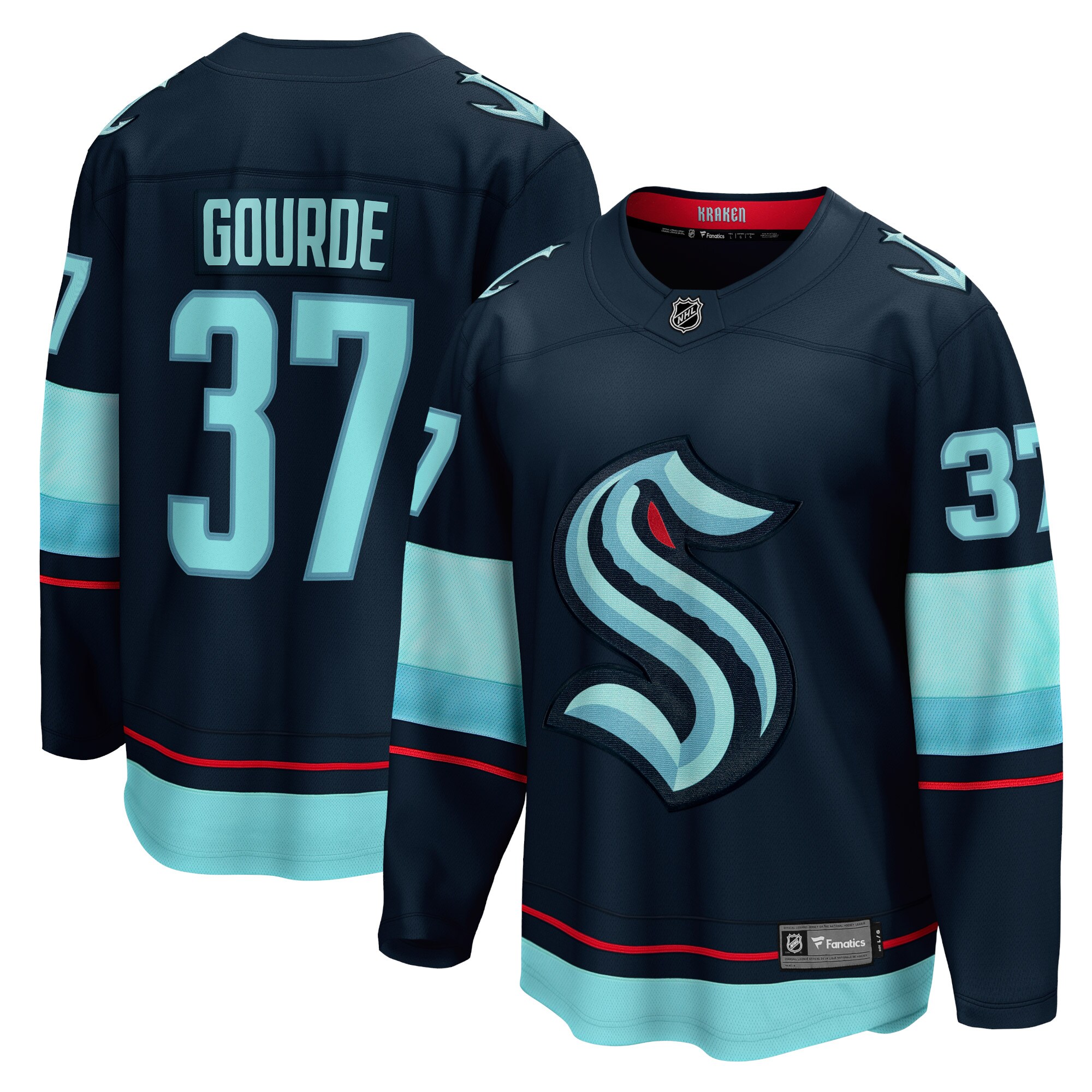 Yanni Gourde Seattle Kraken Fanatics Branded Home Premier Breakaway Player Jersey - Deep Sea Blue - vstockx
