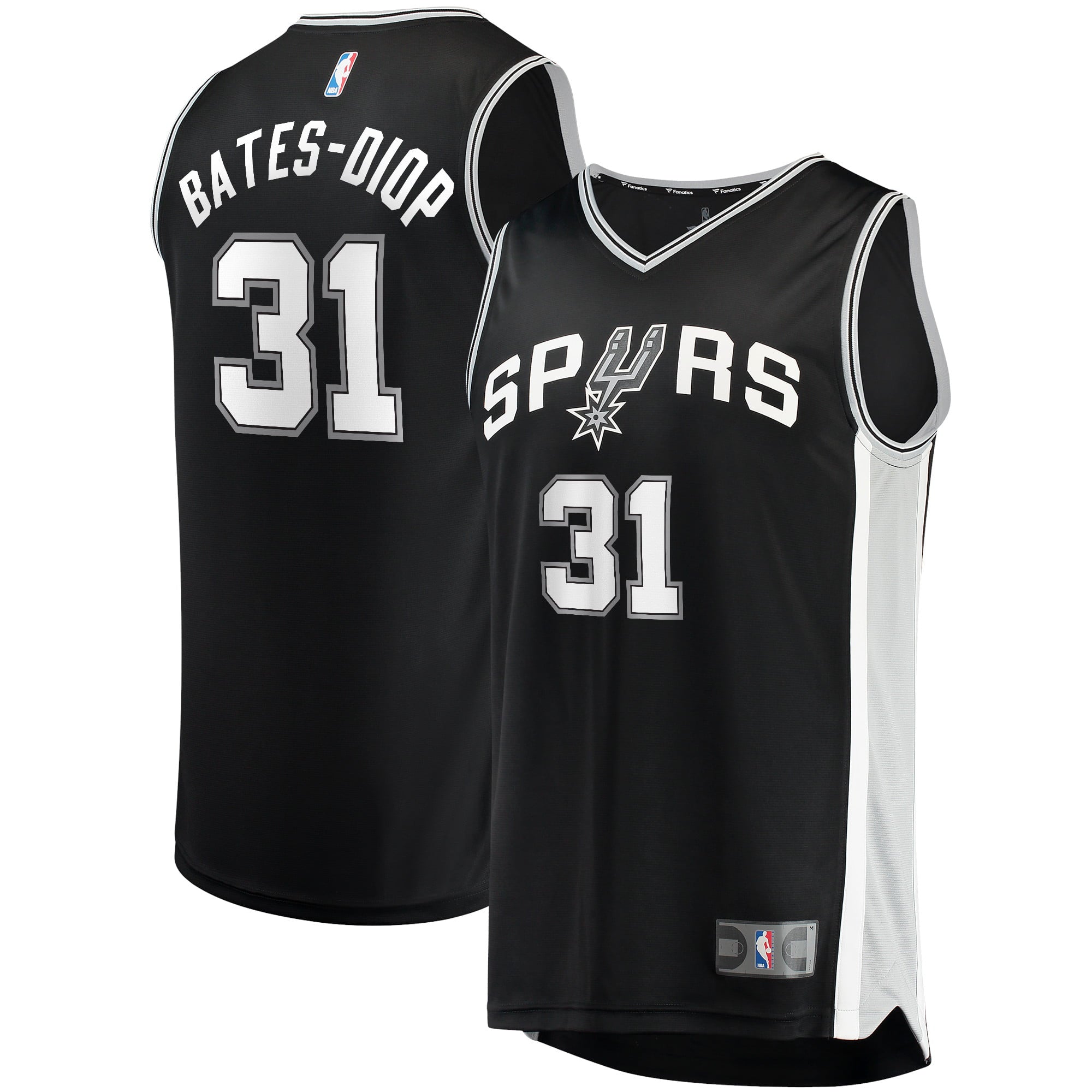 Men's Fanatics Branded Keita Bates-Diop Black San Antonio Spurs 2021/22 Fast Break Replica Jersey - Icon Edition - vstockx