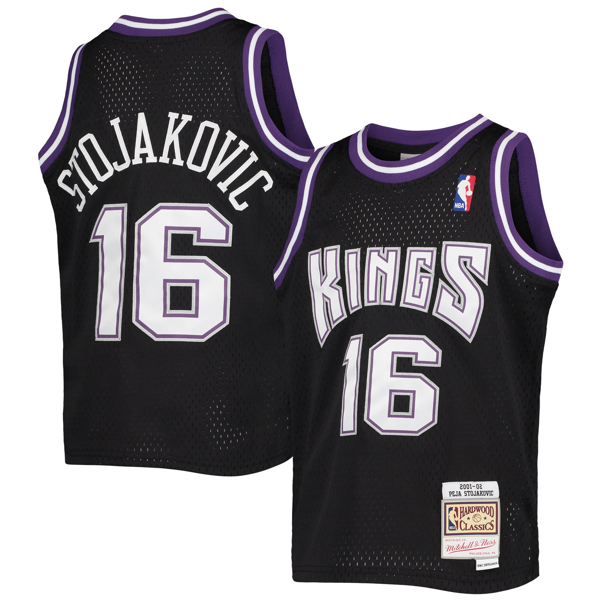 Peja Stojakovic Sacramento Kings Mitchell & Ness Youth 2000-01 Hardwood Classics Swingman Jersey - Black - vstockx