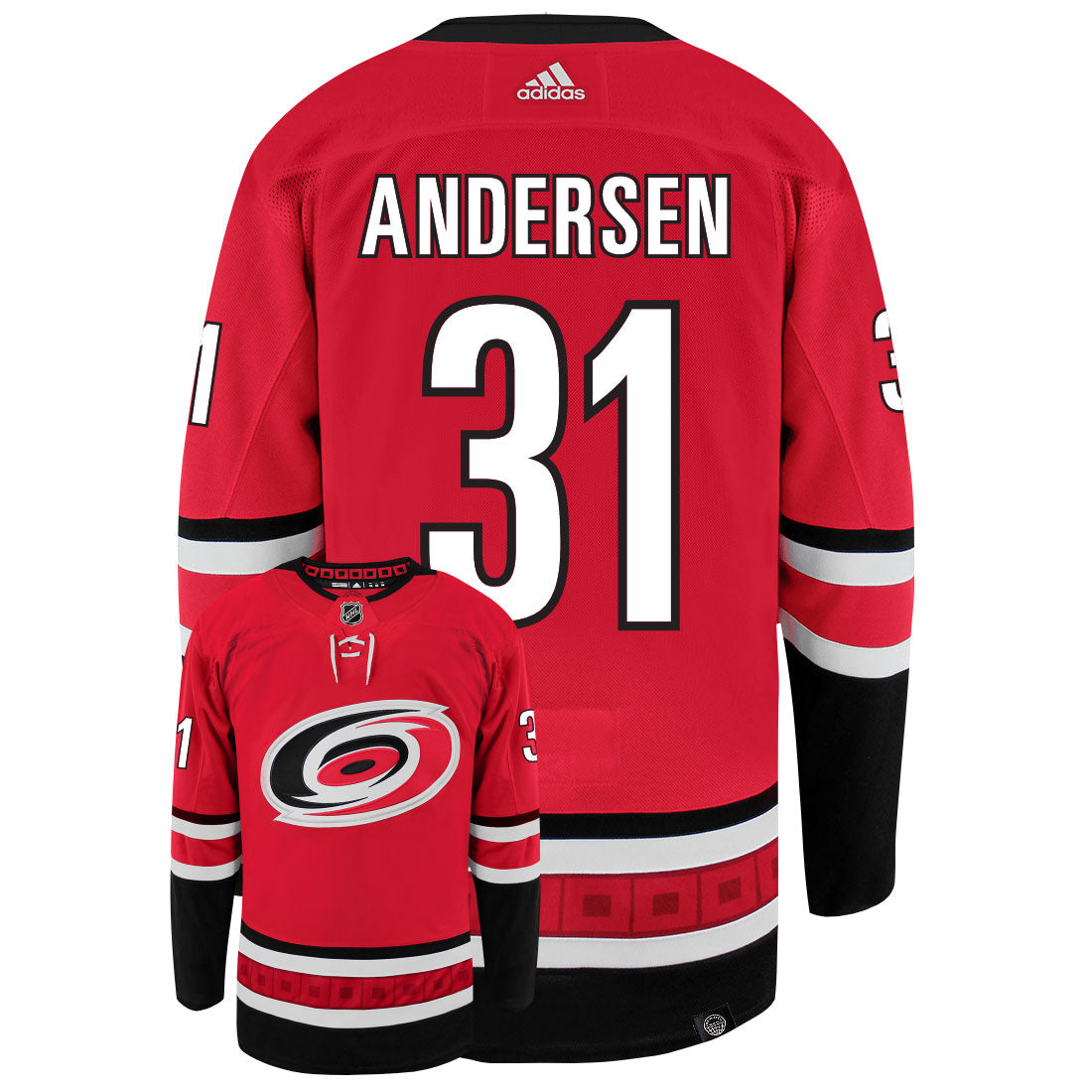 Frederik Andersen Carolina Hurricanes Adidas Primegreen Authentic NHL Hockey Jersey - vstockx