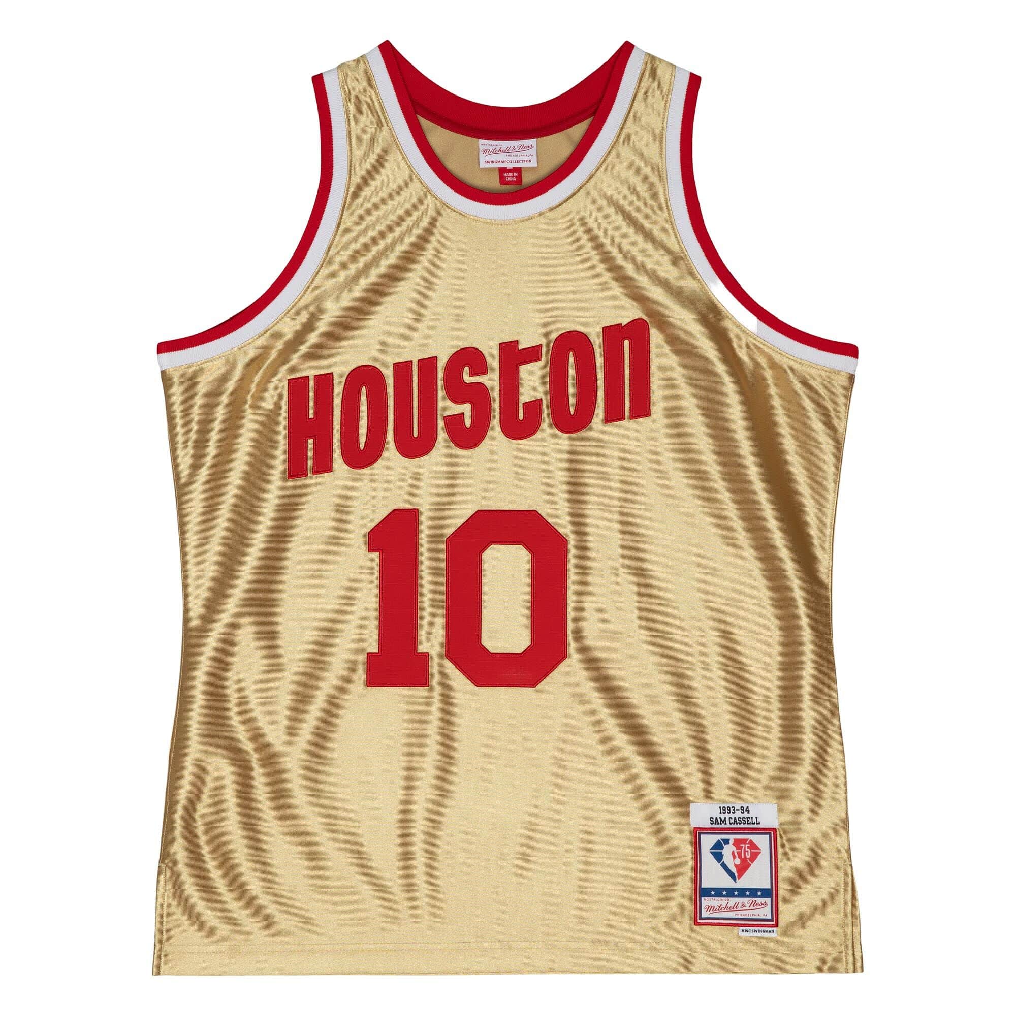 75th Anniversary Gold Swingman Sam Cassell Houston Rockets 1993-94 Jersey - vstockx