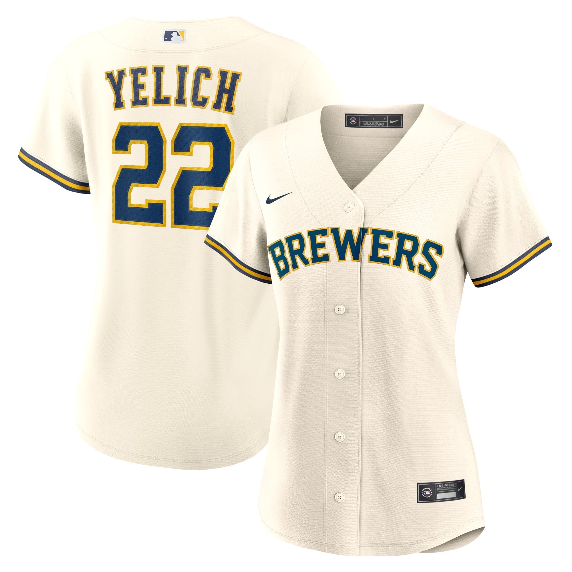 Women's Nike Christian Yelich Cream Milwaukee Brewers Home Replica Player Jersey - vstockx