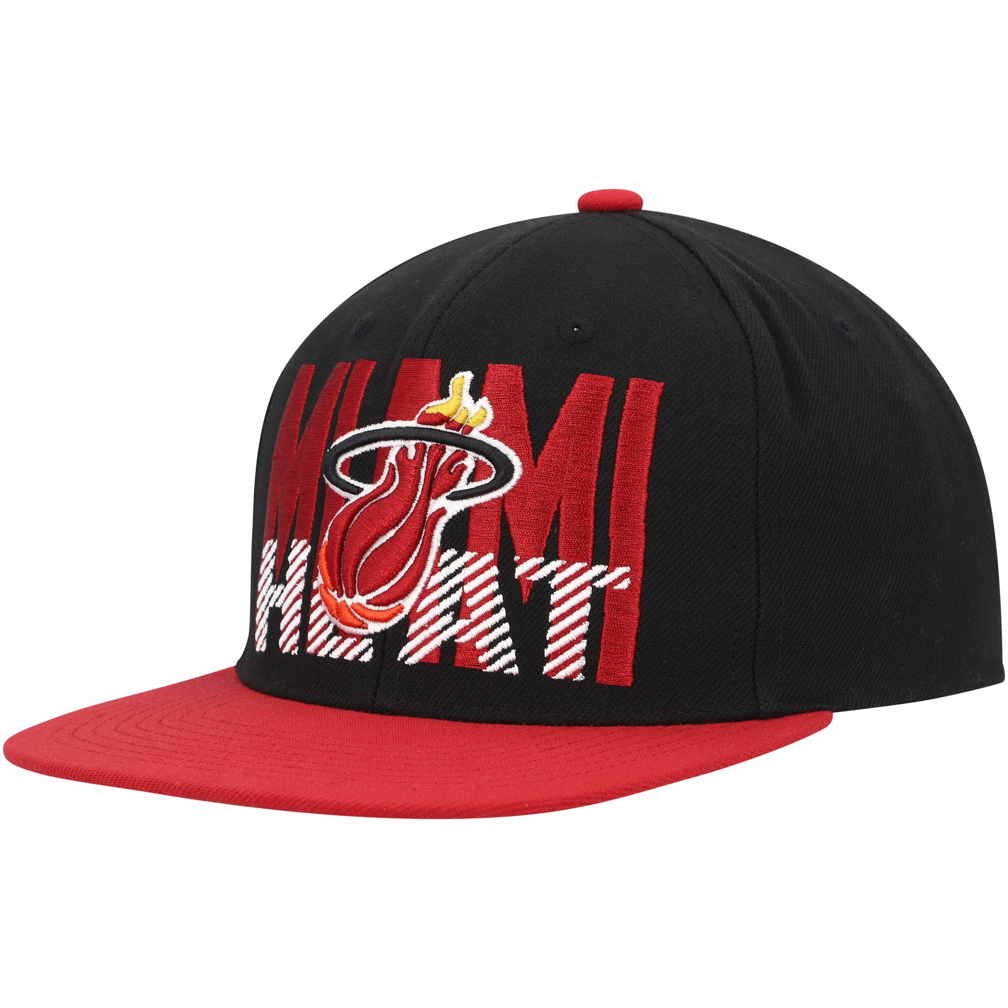 Miami Heat Mitchell & Ness SOUL Cross Check Snapback - Black - vstockx