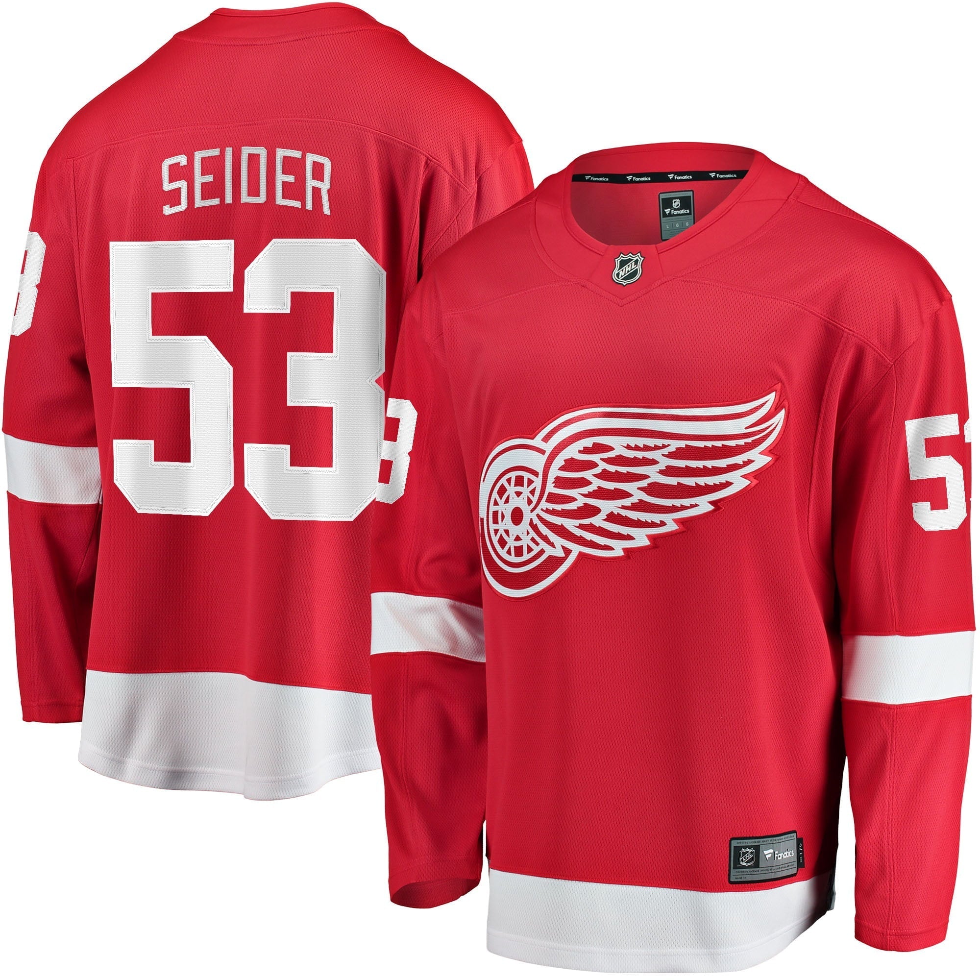 Men's Fanatics Branded Moritz Seider Red Detroit Red Wings Home Breakaway Player Jersey - vstockx