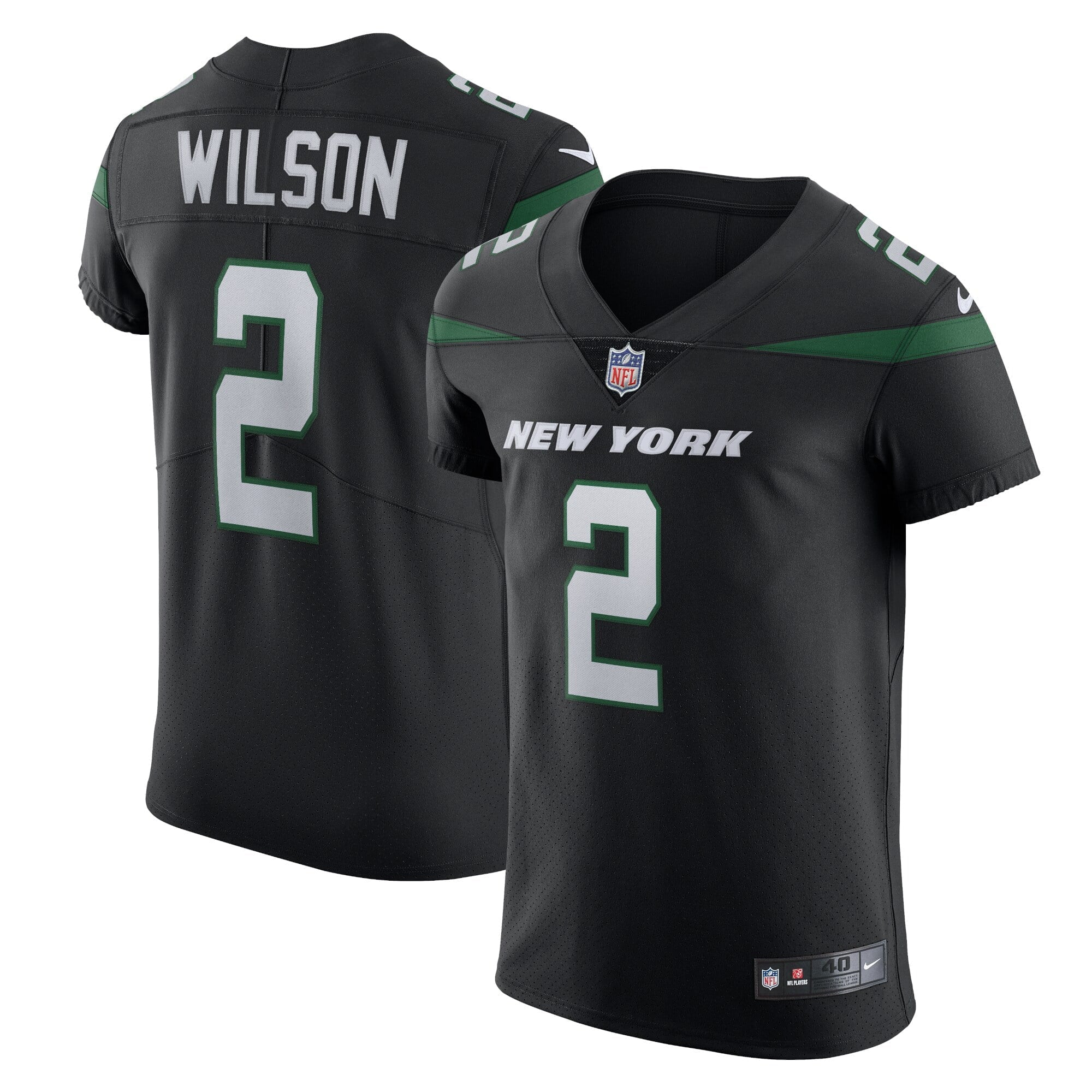 Men's Nike Zach Wilson Stealth Black New York Jets Vapor Elite Jersey - vstockx