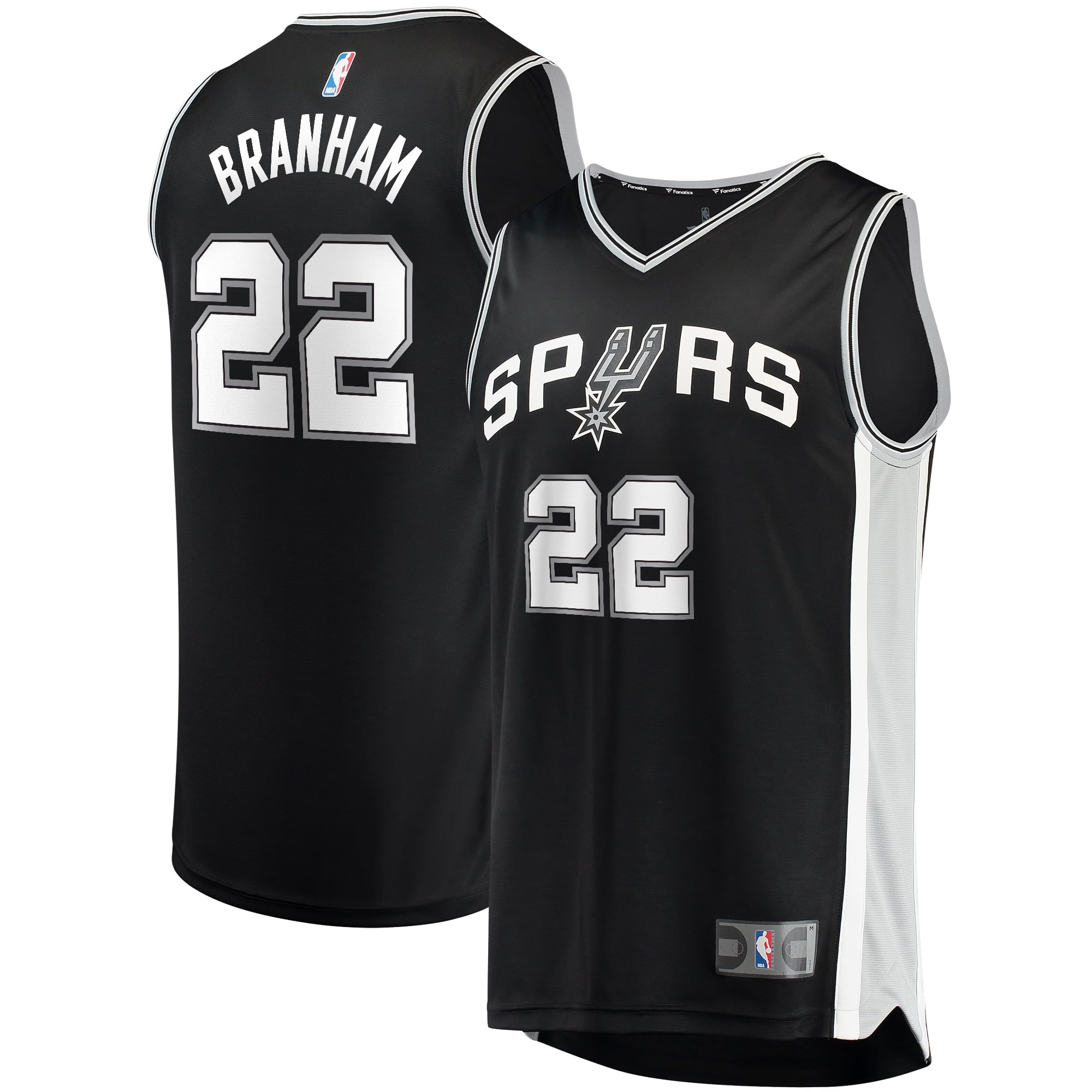 Men's Fanatics Branded Malaki Branham Black San Antonio Spurs 2022 NBA Draft First Round Pick Fast Break Replica Player - vstockx