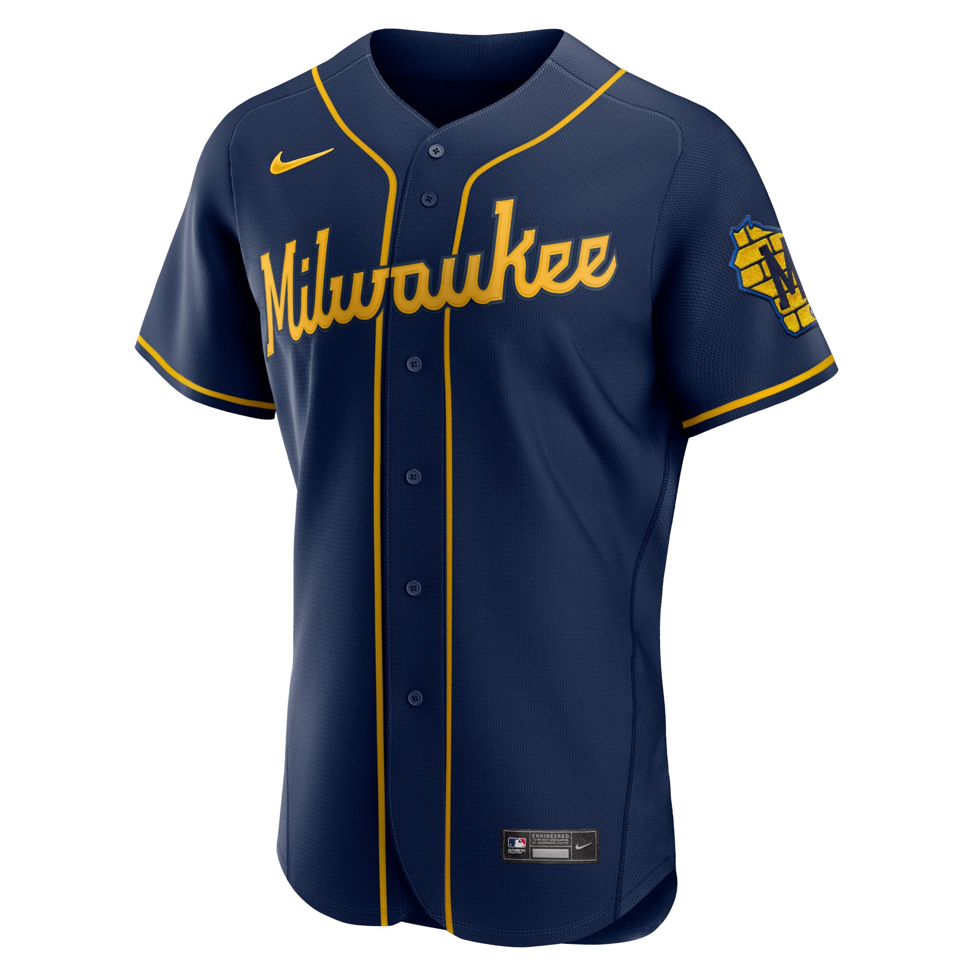 Milwaukee Brewers Nike Alternate Authentic Team Logo Jersey - Navy - vstockx