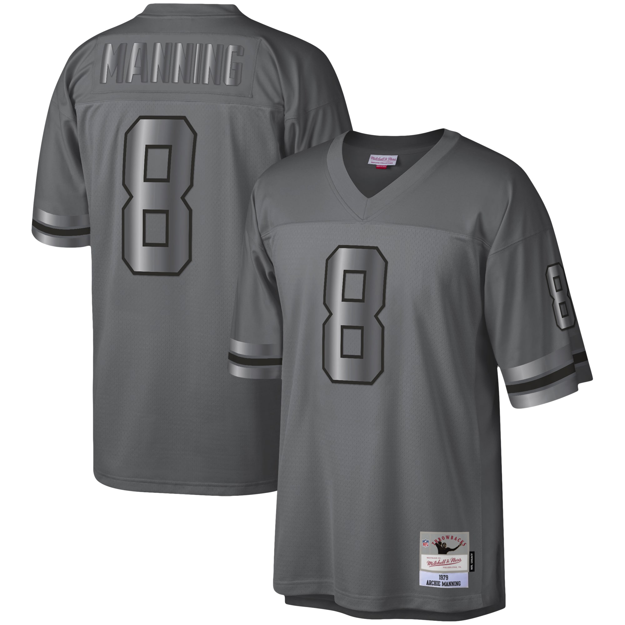 Archie Manning New Orleans Saints Mitchell & Ness 1979 Retired Player Metal Legacy Jersey - Charcoal - vstockx