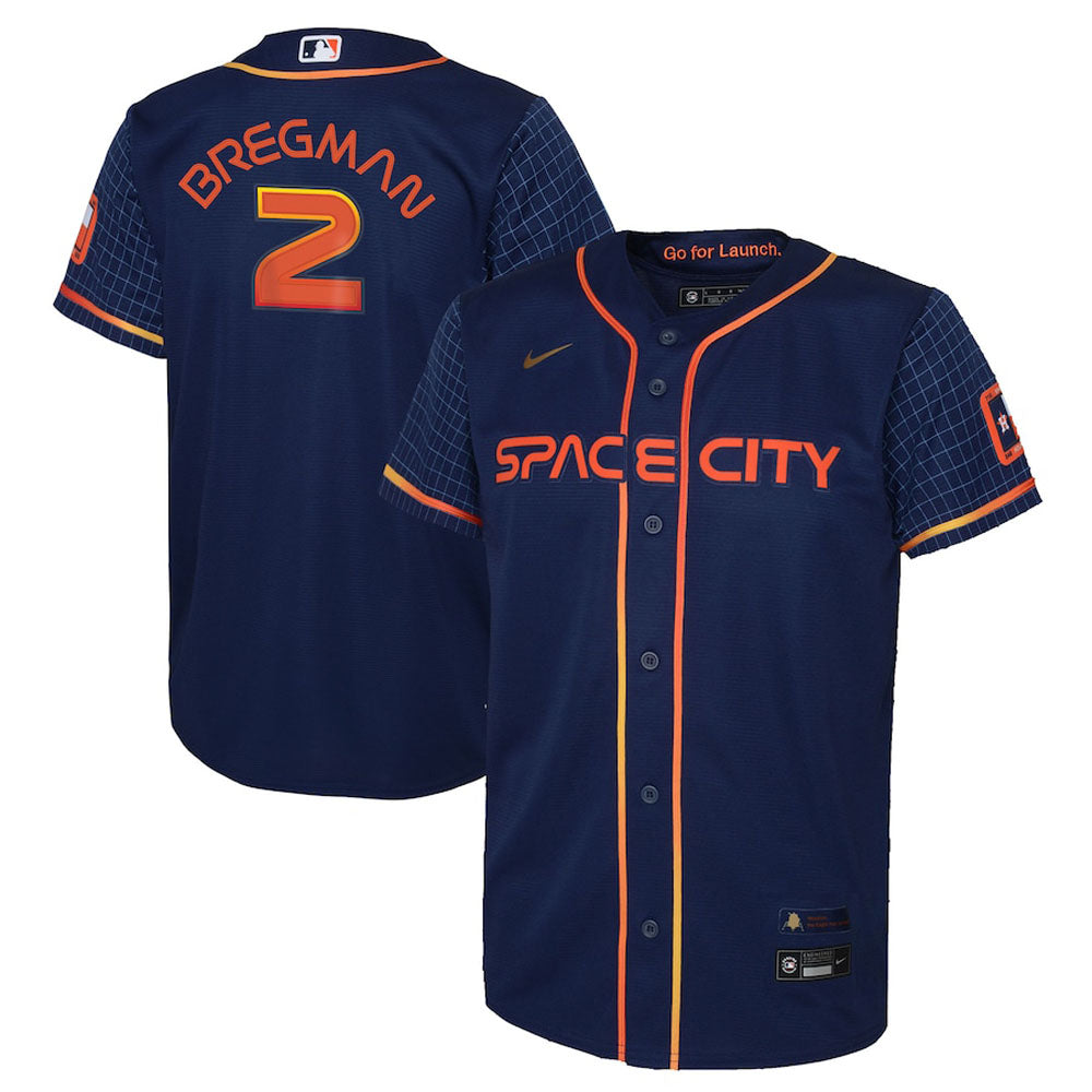 Youth Houston Astros Alex Bregman Space City Connect Replica Jersey - Navy - vstockx