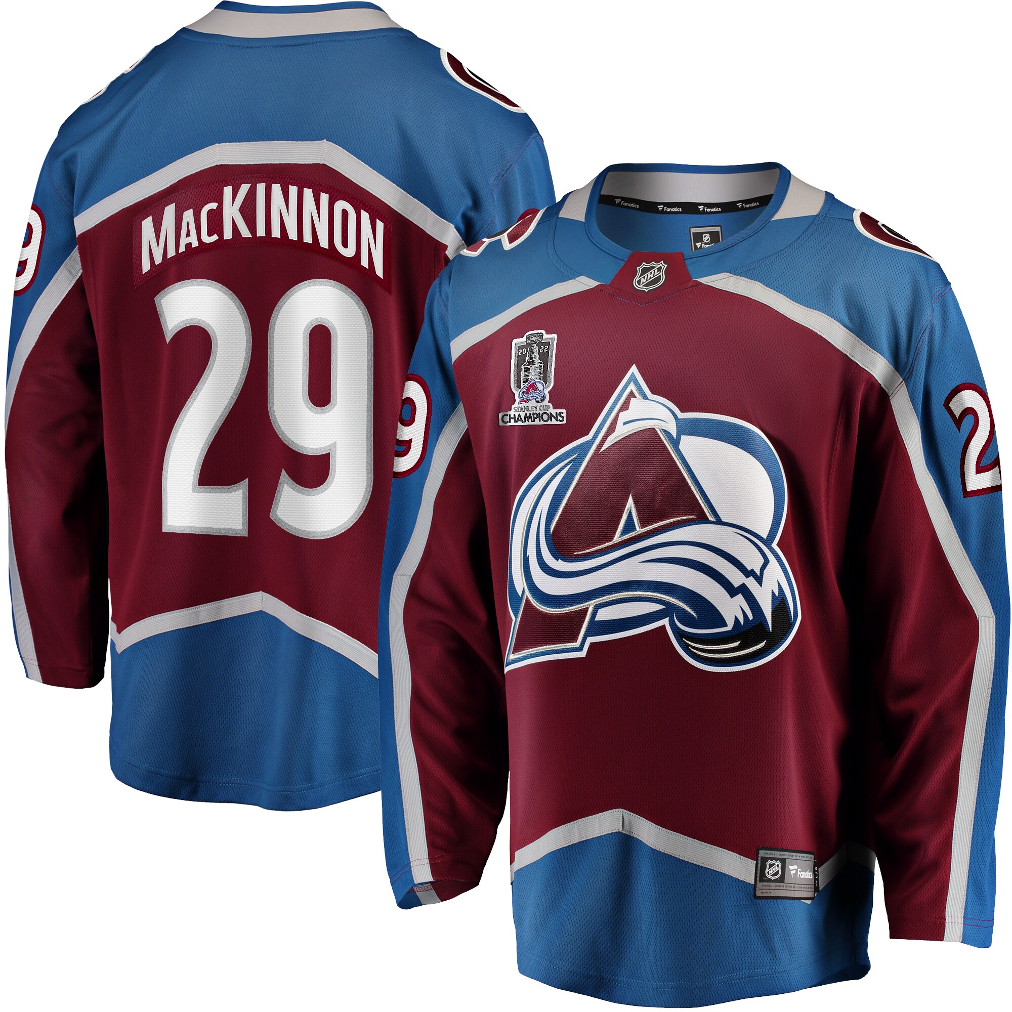 Nathan MacKinnon Colorado Avalanche Fanatics Branded 2022 Stanley Cup Champions Breakaway Patch Player Jersey - Burgundy - vstockx