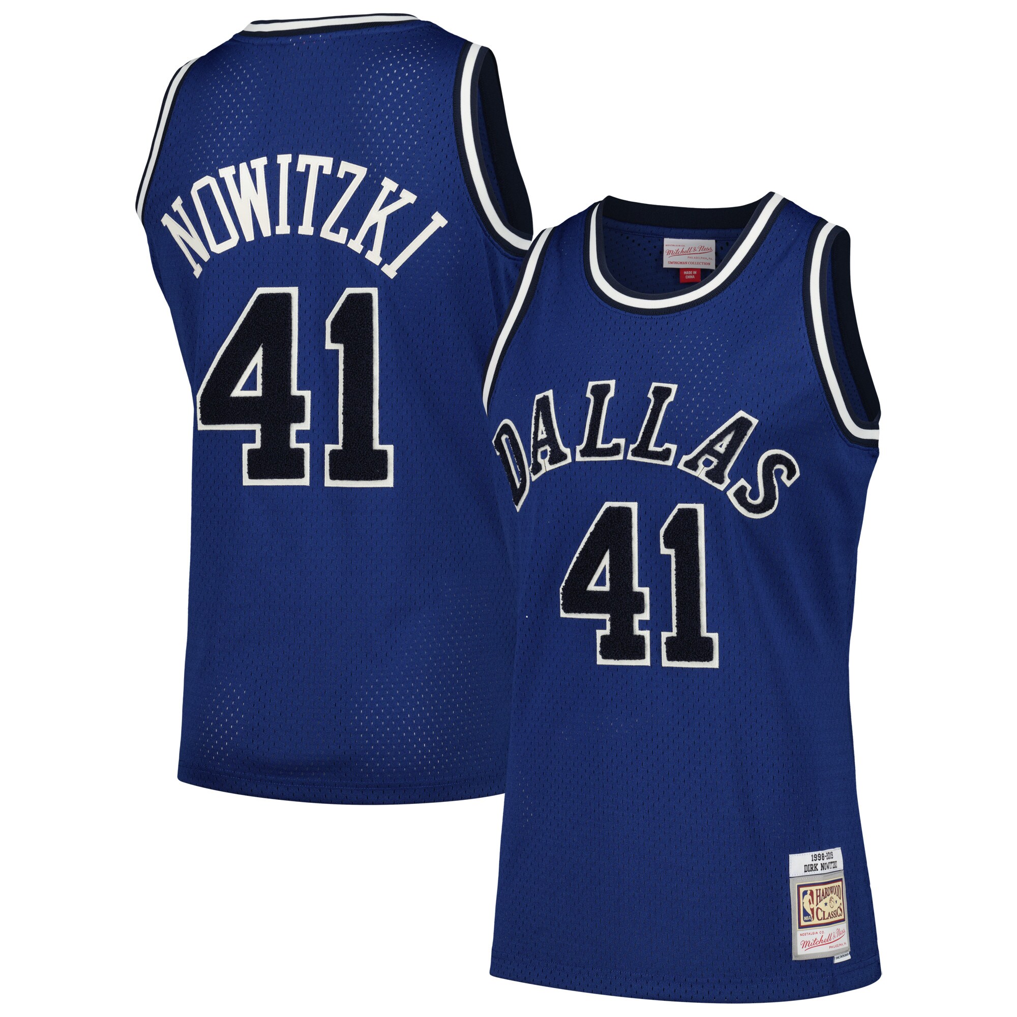 Dirk Nowitzki Dallas Mavericks Mitchell & Ness Hardwood Classics Off-Court Swingman Jersey - Blue - vstockx