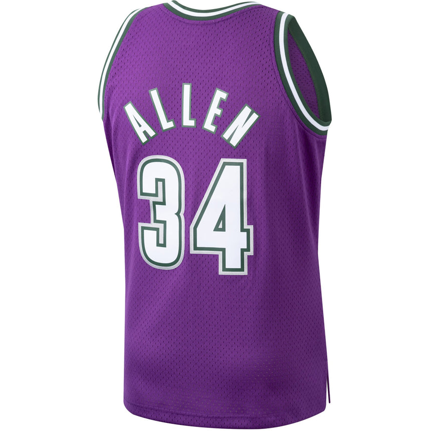 Men's Mitchell & Ness Ray Allen Milwaukee Bucks Purple 2000-01 Hardwood Classics Swingman Jersey - vstockx