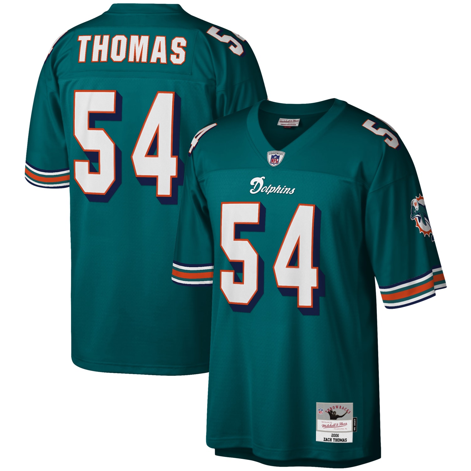 Zach Thomas Miami Dolphins Mitchell & Ness Legacy Replica Jersey - Aqua - vstockx