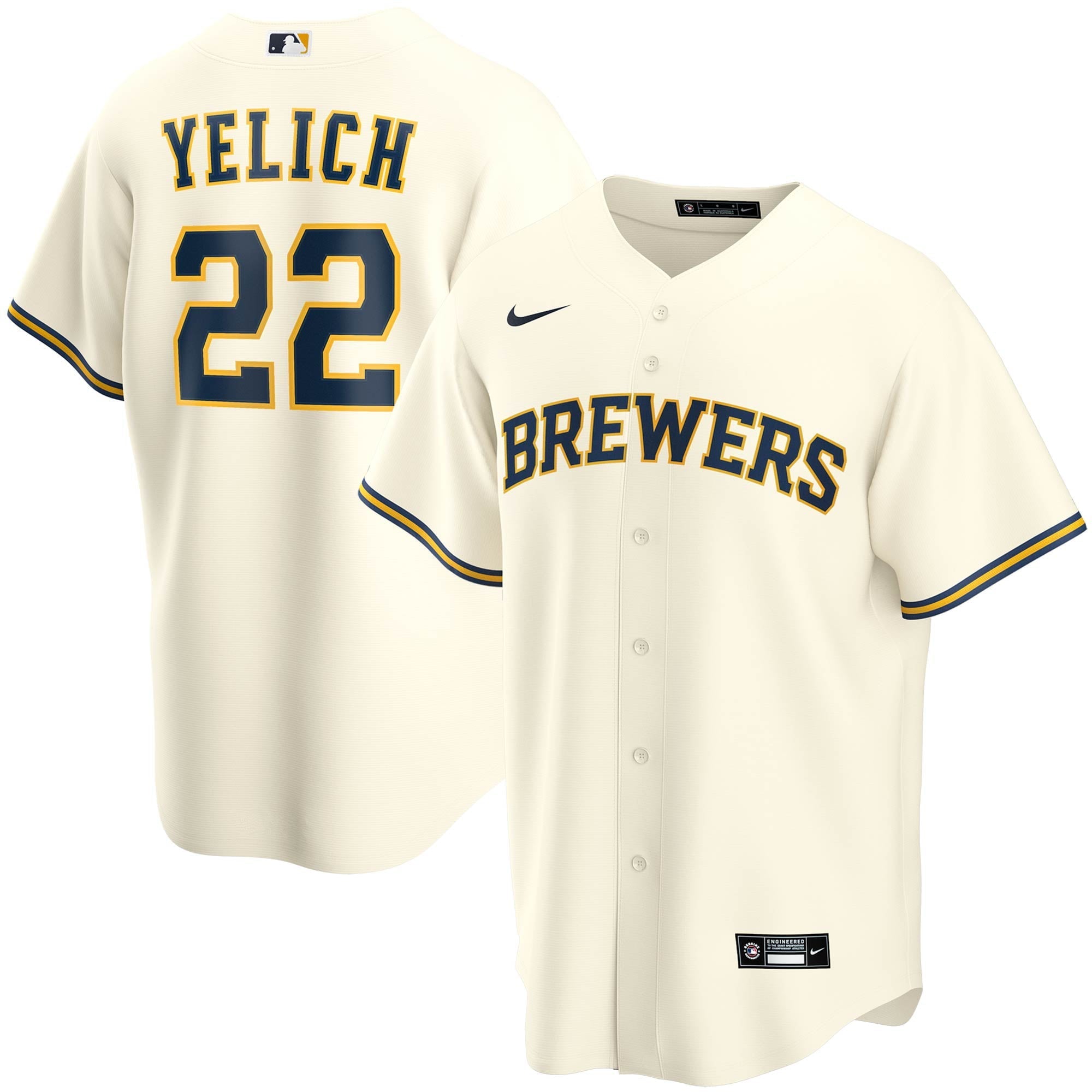 Youth Nike Christian Yelich Cream Milwaukee Brewers Alternate Replica Player Jersey - vstockx
