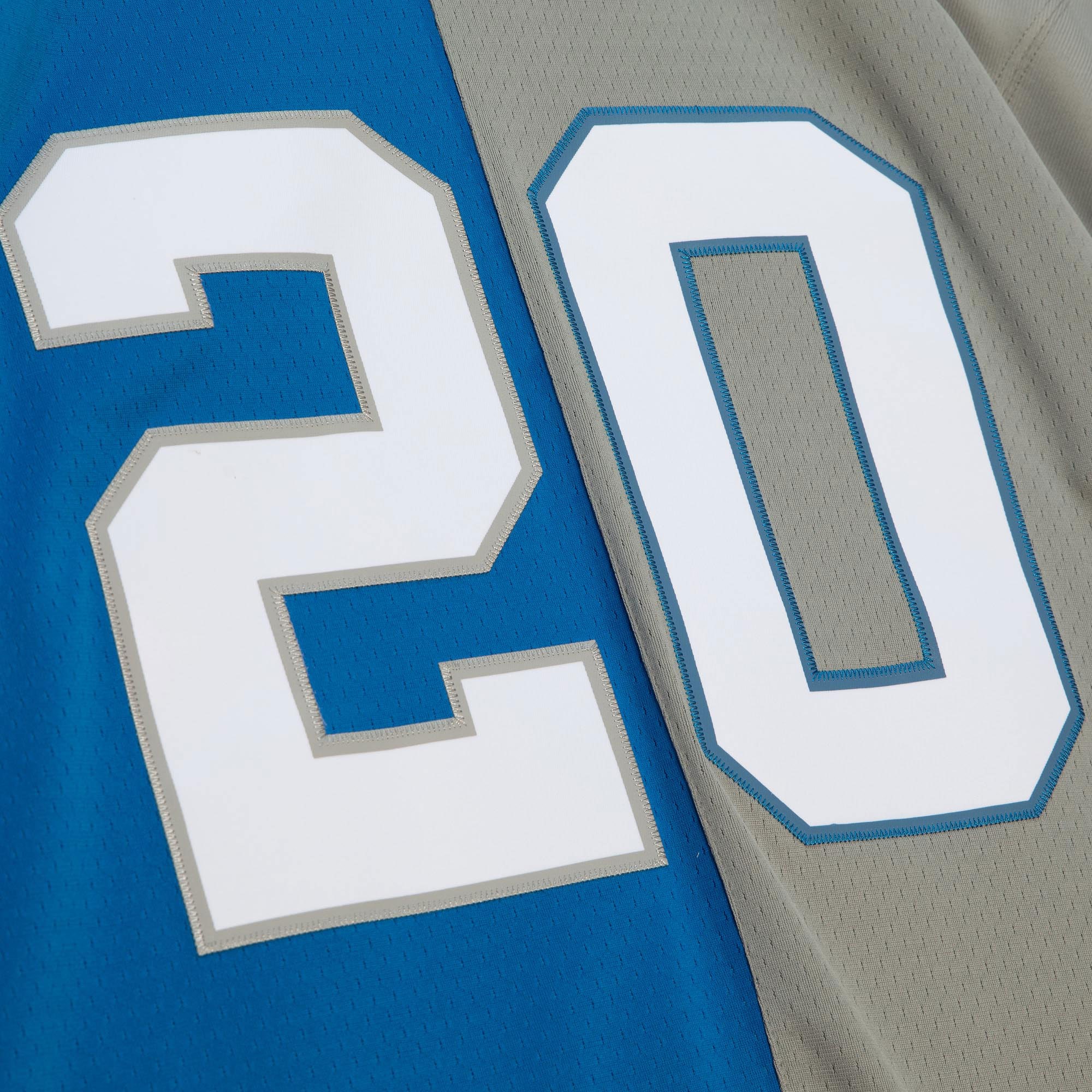Barry Sanders Detroit Lions Mitchell & Ness 1996 Split Legacy Replica Jersey - Silver/Blue - vstockx