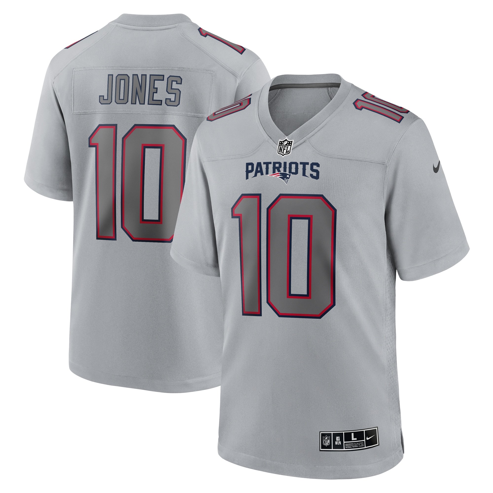 Mac Jones New England Patriots Nike Atmosphere Fashion Game Jersey - Gray - vstockx