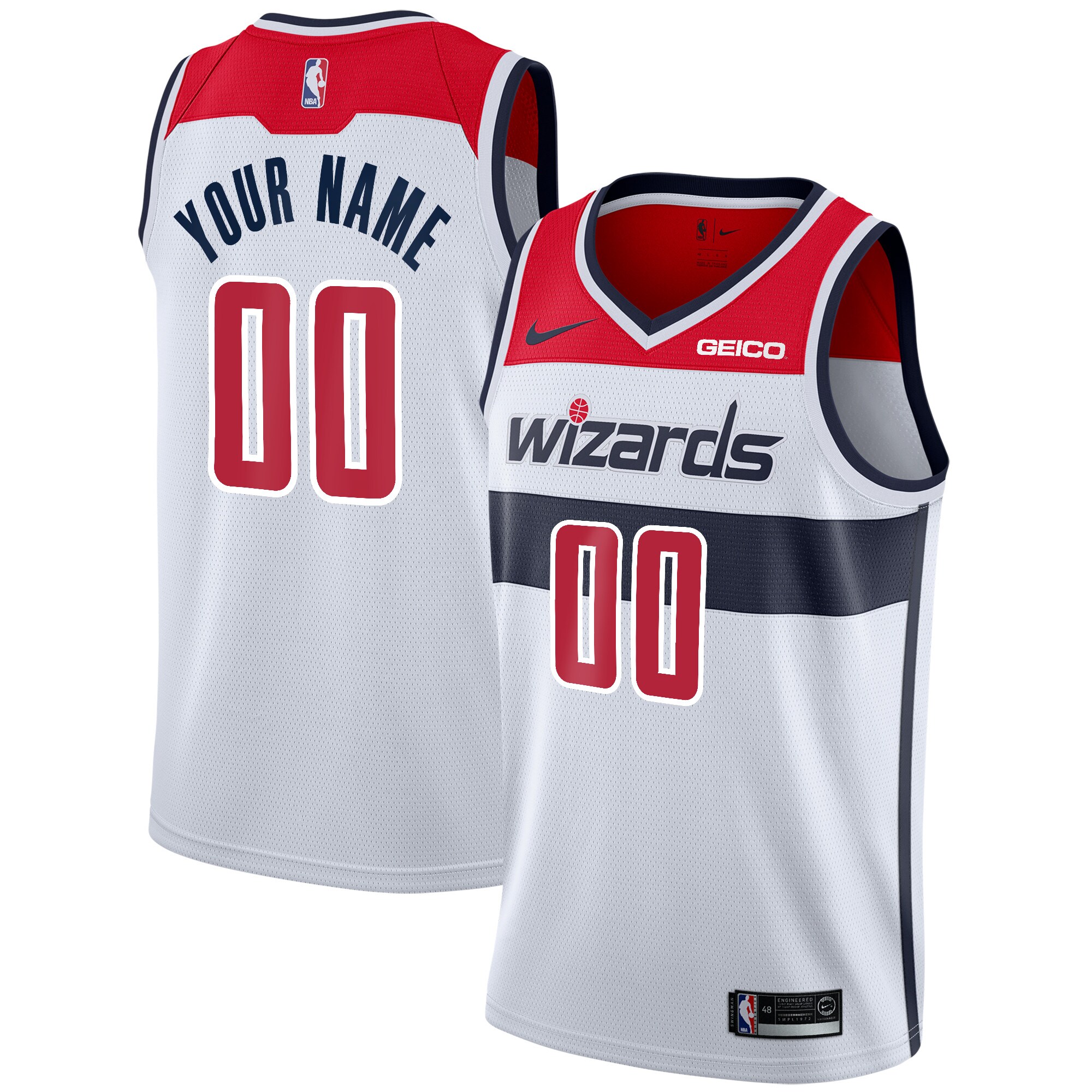 Washington Wizards Nike Swingman Custom Jersey - Association Edition - White - vstockx