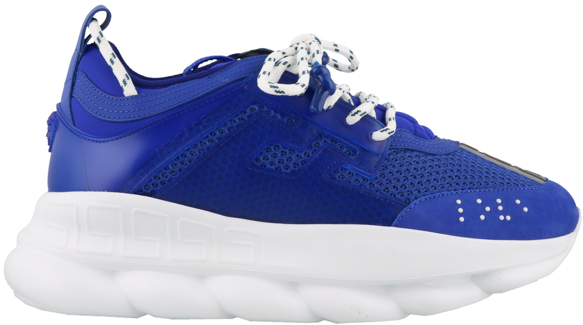 Versace Chain Reaction Blue Mesh Rubber Suede - vstockx